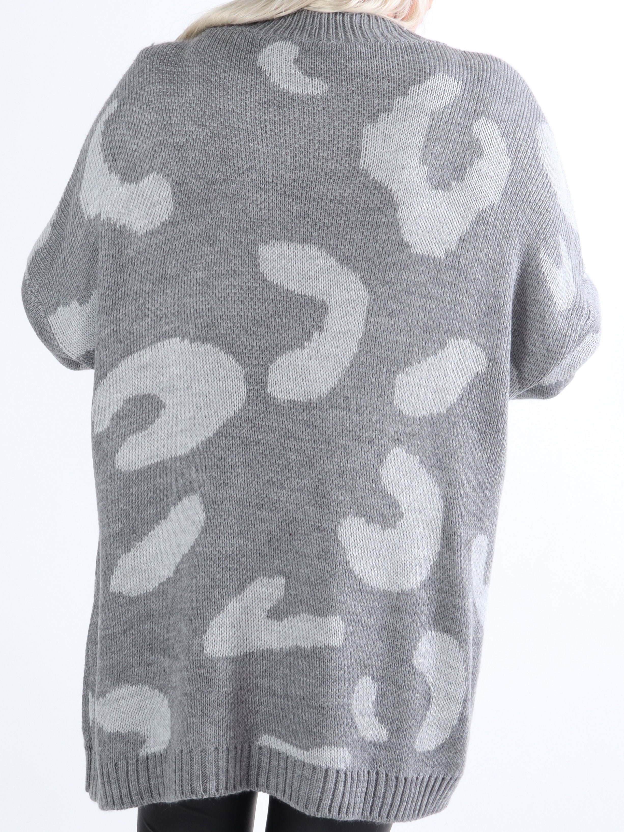 Missa - Plus size-stickning med stort leopardmönster - Brown