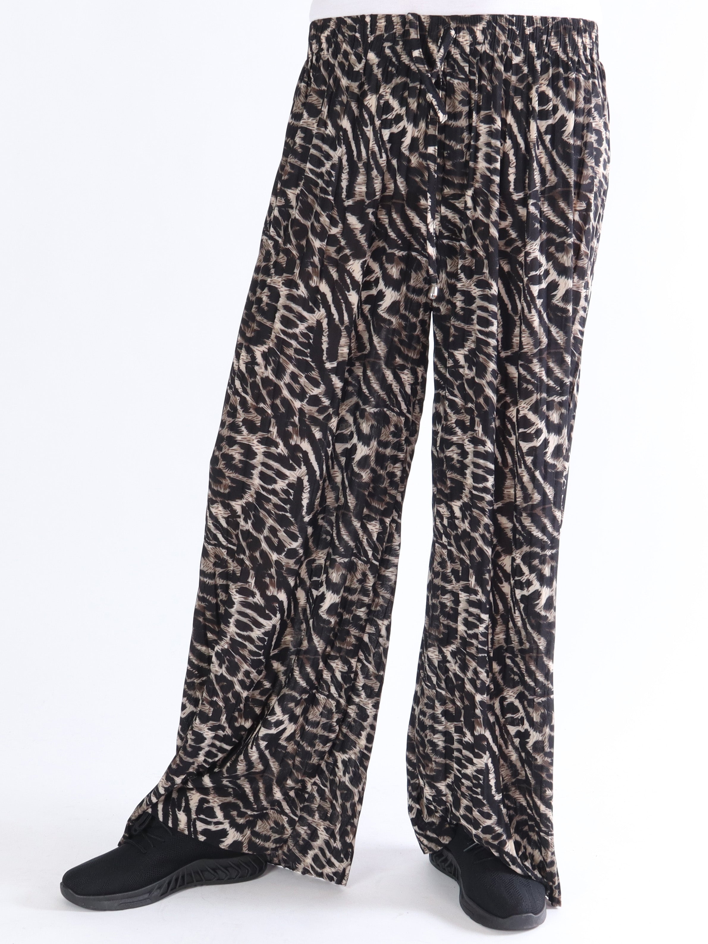 Abinaya - Löst veckade byxor i leopardmönster