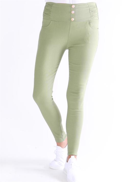 Alin - Byxor med guldknappar framtill