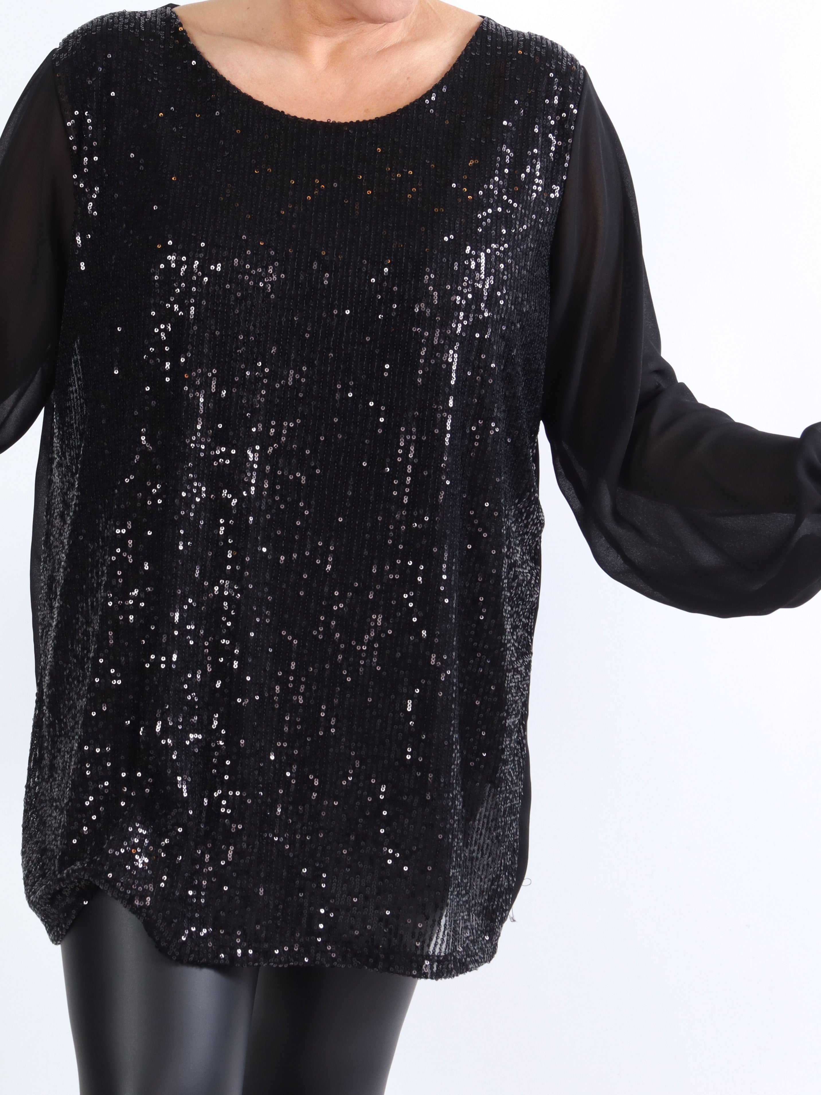 Amani - Chiffon-tunika med paljetter i stora storlekar