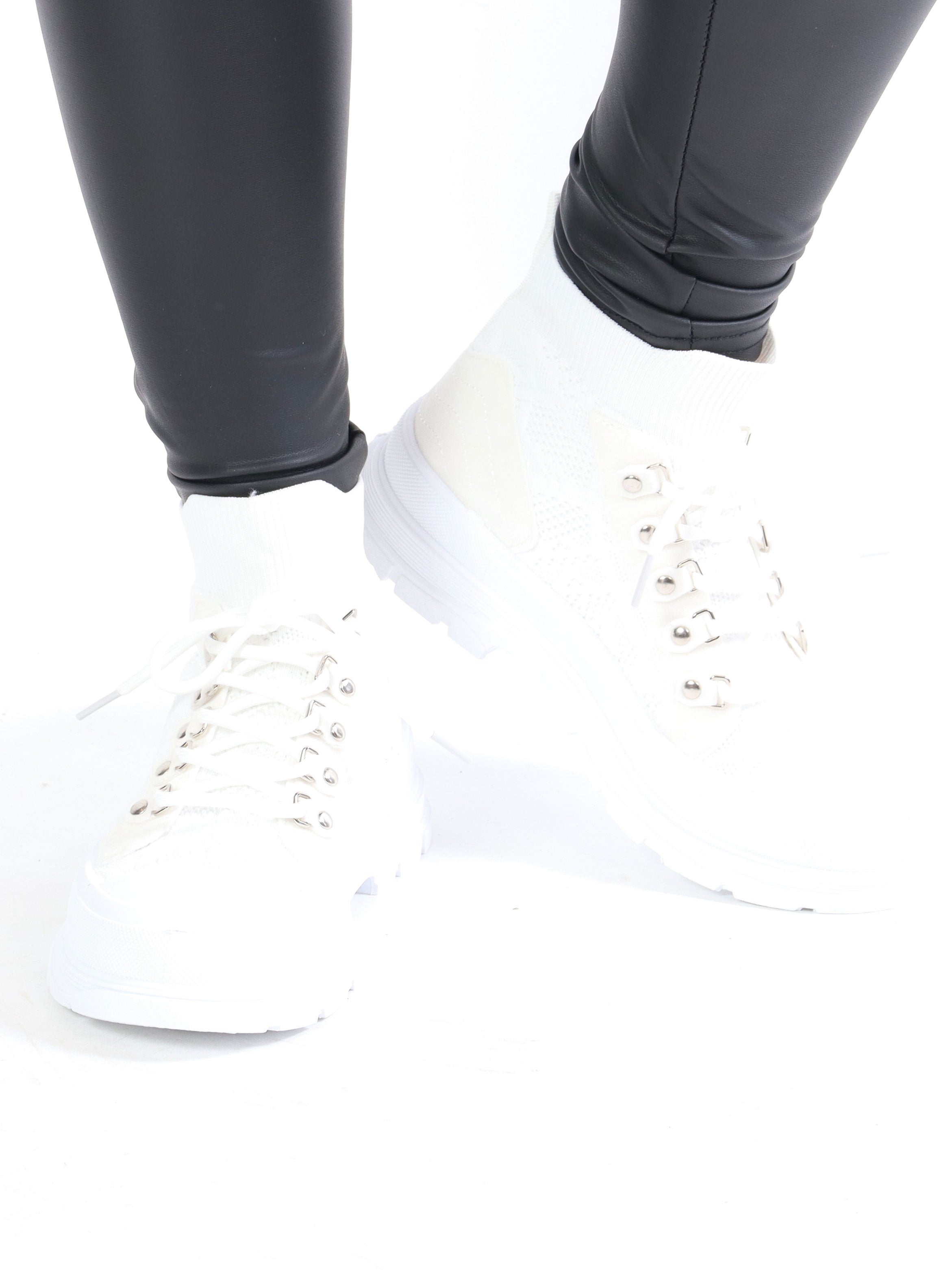 Liva - Sock sneakers med spetsdetaljer - Black