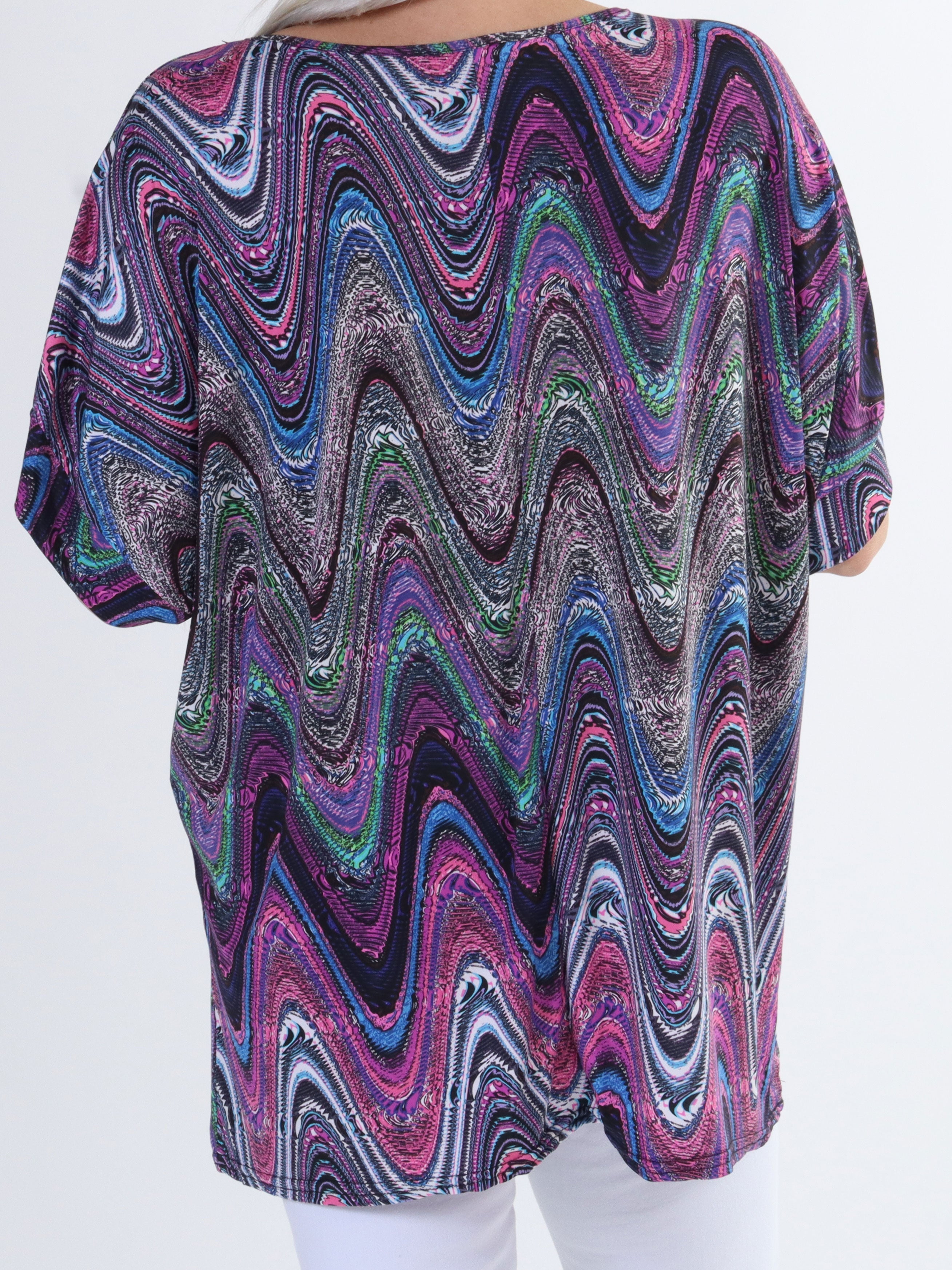 Indy - Mönstrad mjuk plus size blus - Green