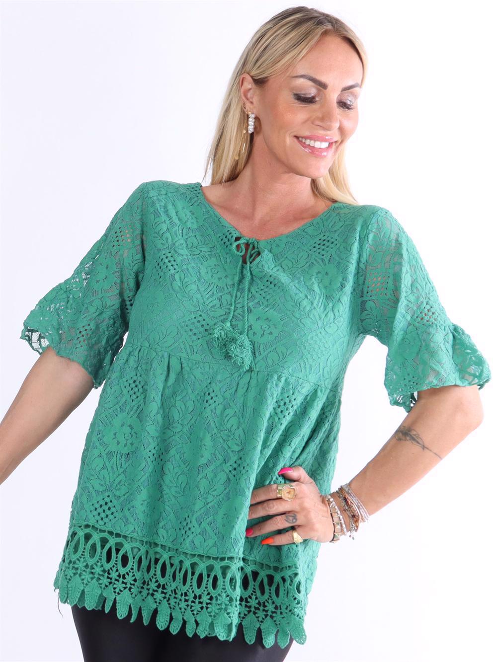 Janine - Svart tunika med hel spets