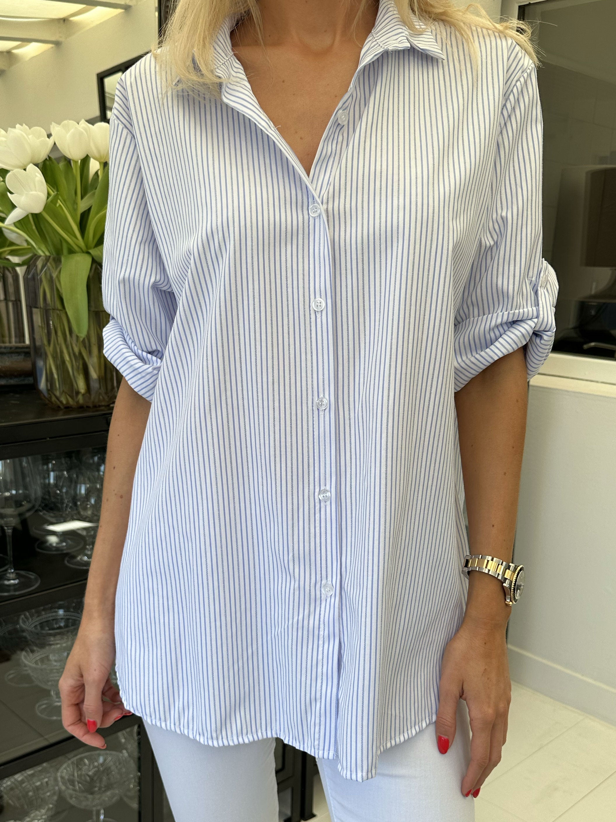 Johanne - Söt randig skjorta - Navy