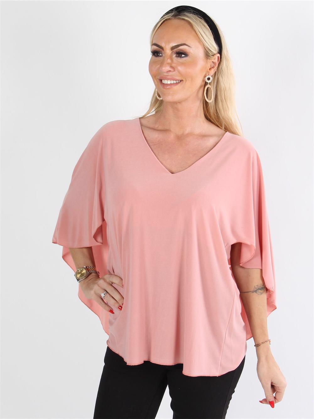 Jovana - Fin blus med fladdermusärmar och låg rygg