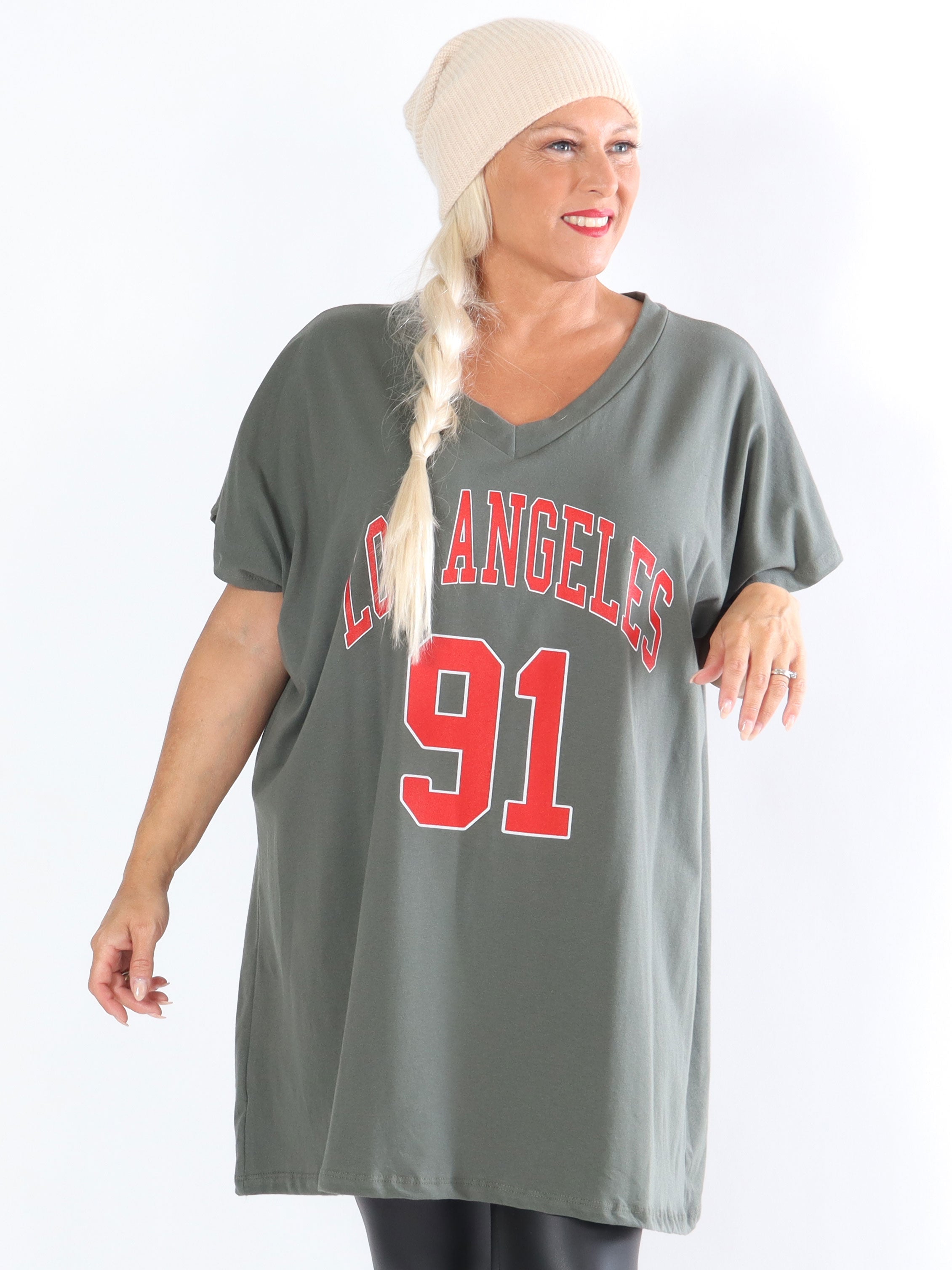 Julia - T-shirt klänning med text framtill - Grey