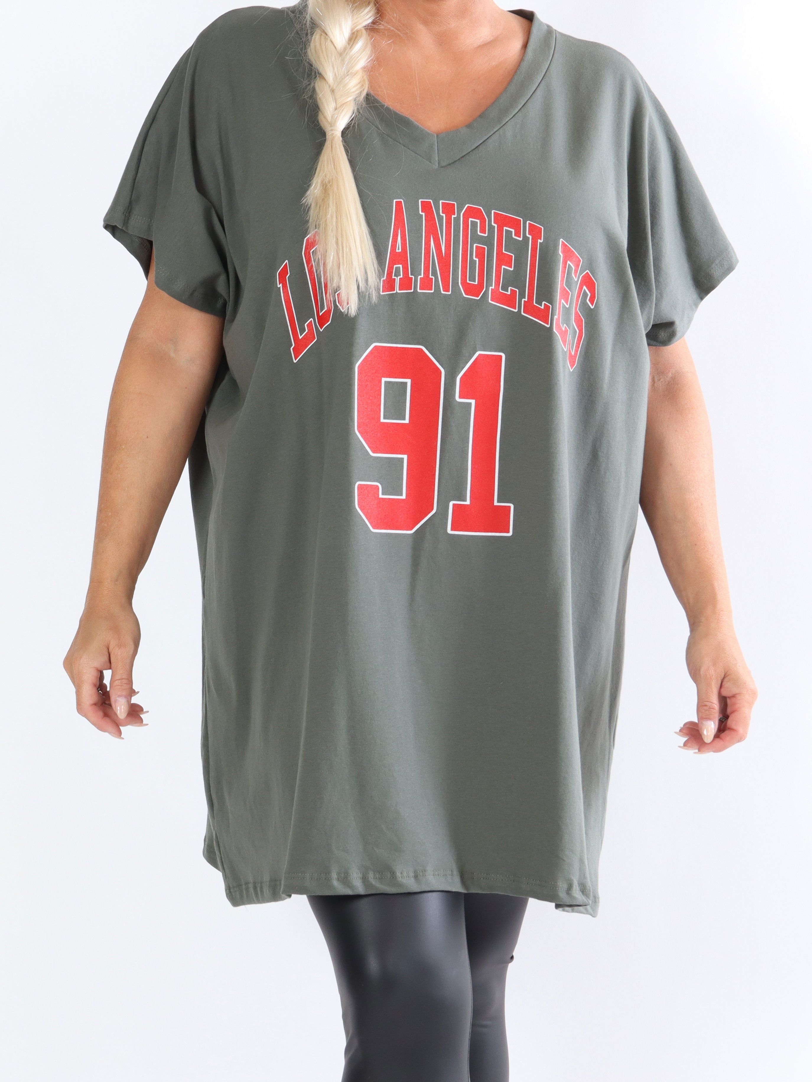 Julia - T-shirt klänning med text framtill - Grey