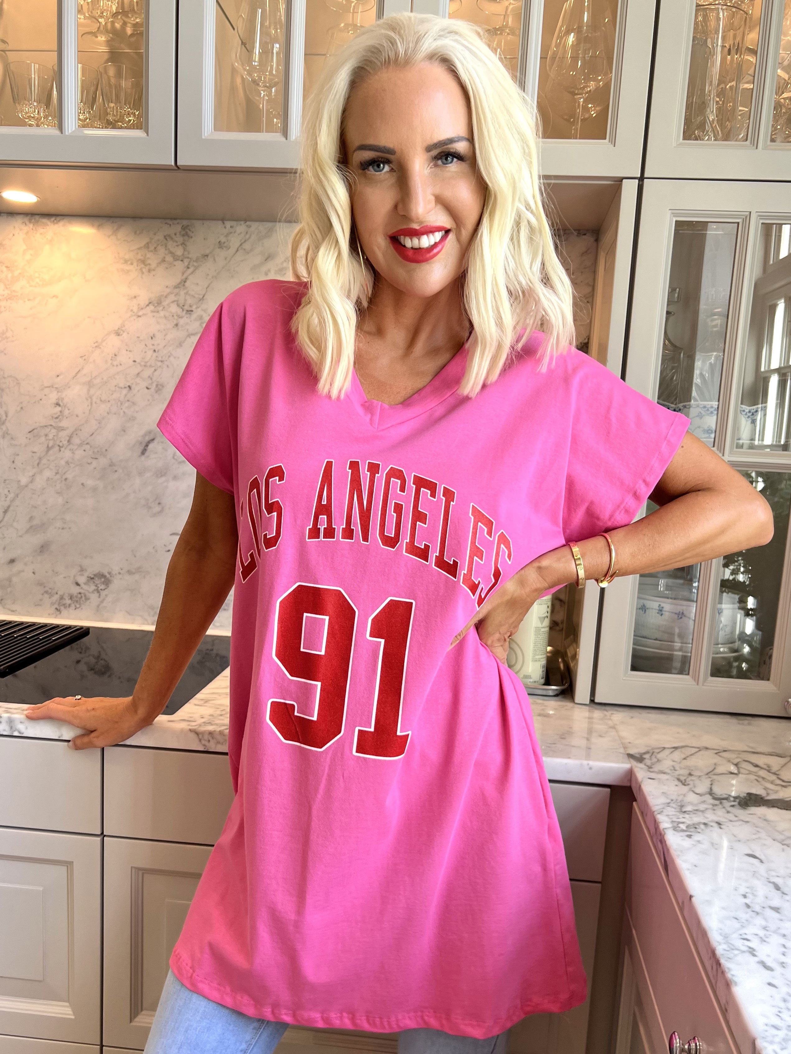 Julia - T-shirt klänning med text framtill