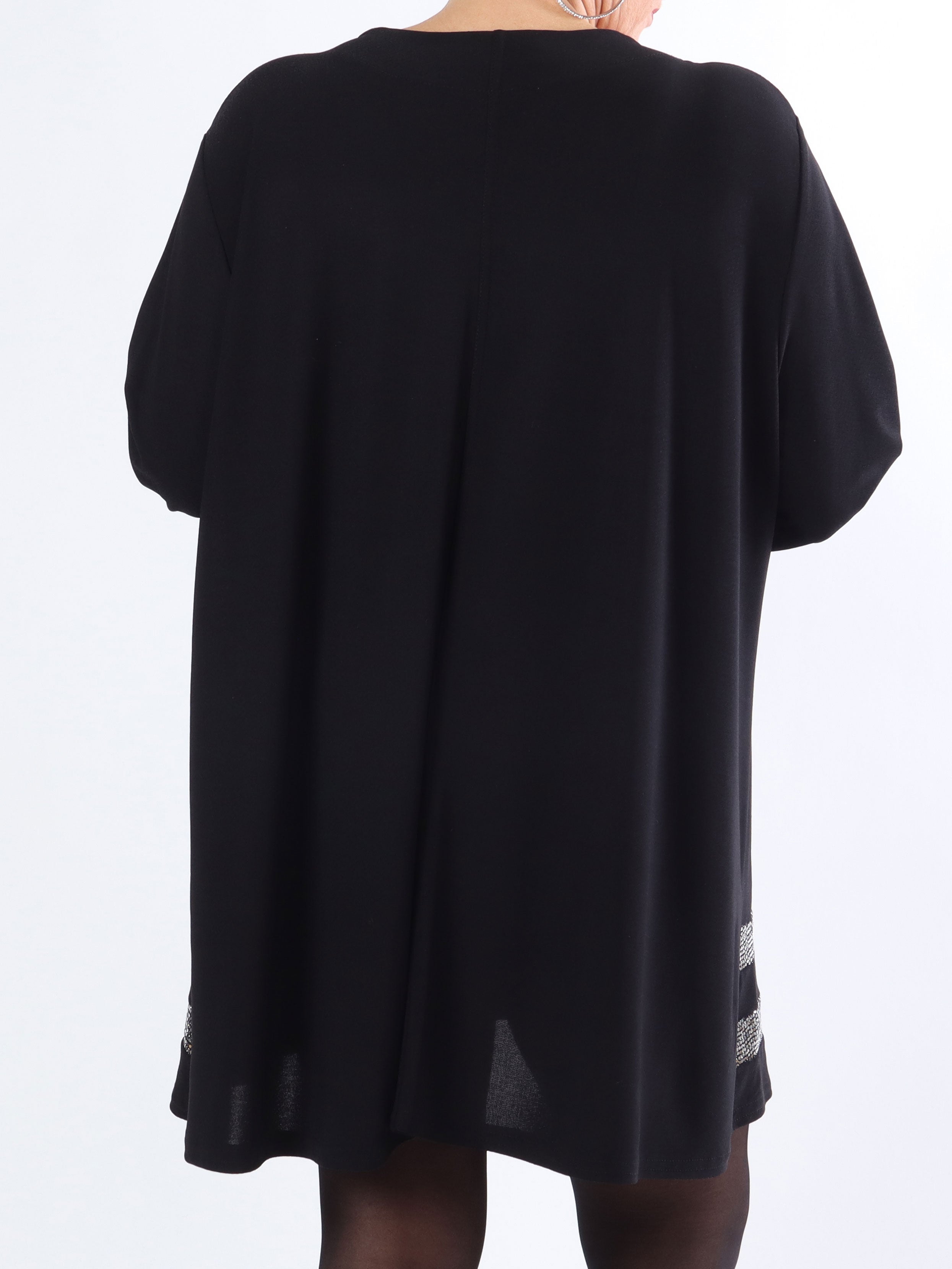 Justine - Svart plus size blus med silver glimmer