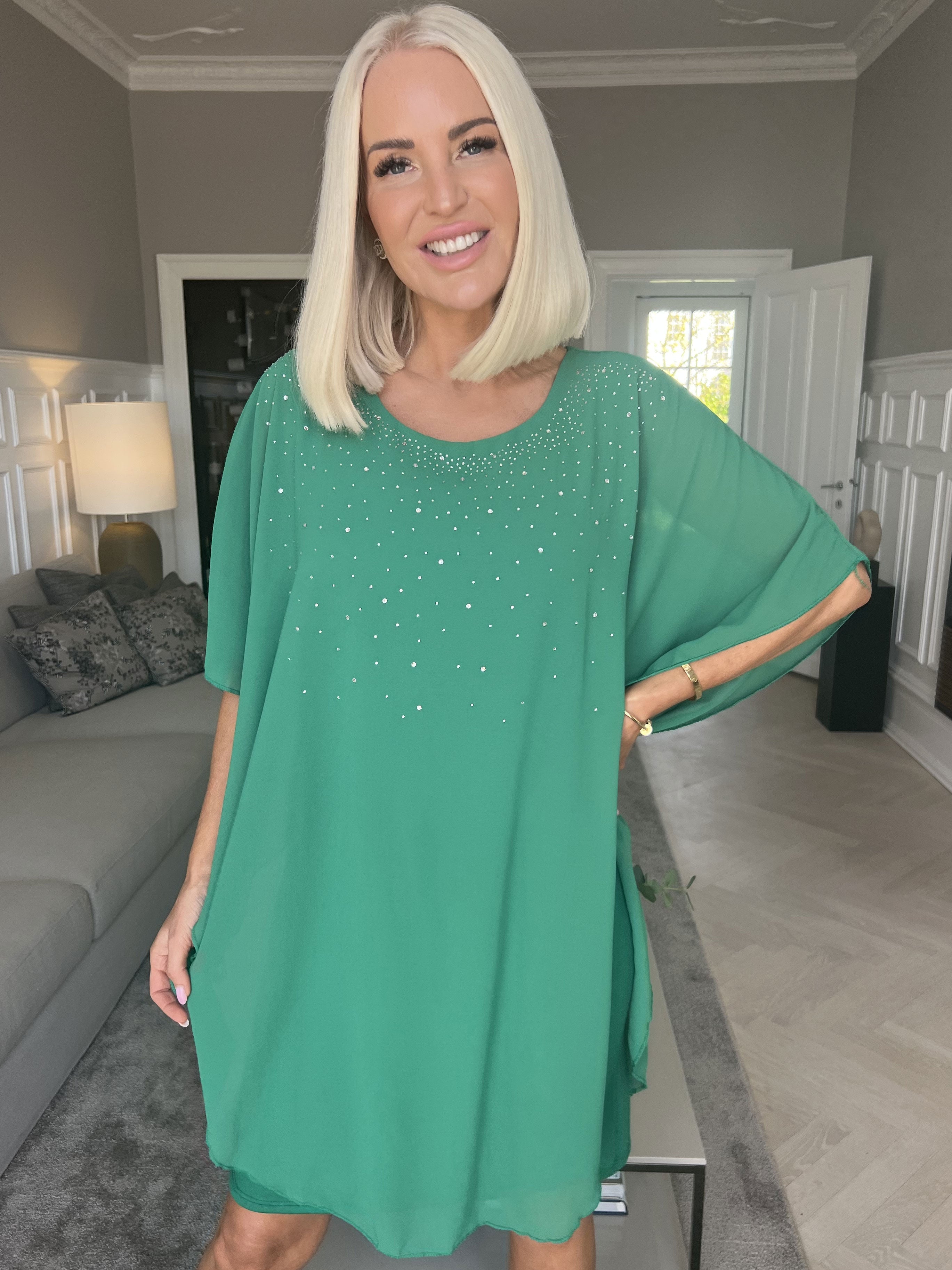 Kenya Crystal - Tunikaklänning med chiffonglager och mockborttagning - Rose