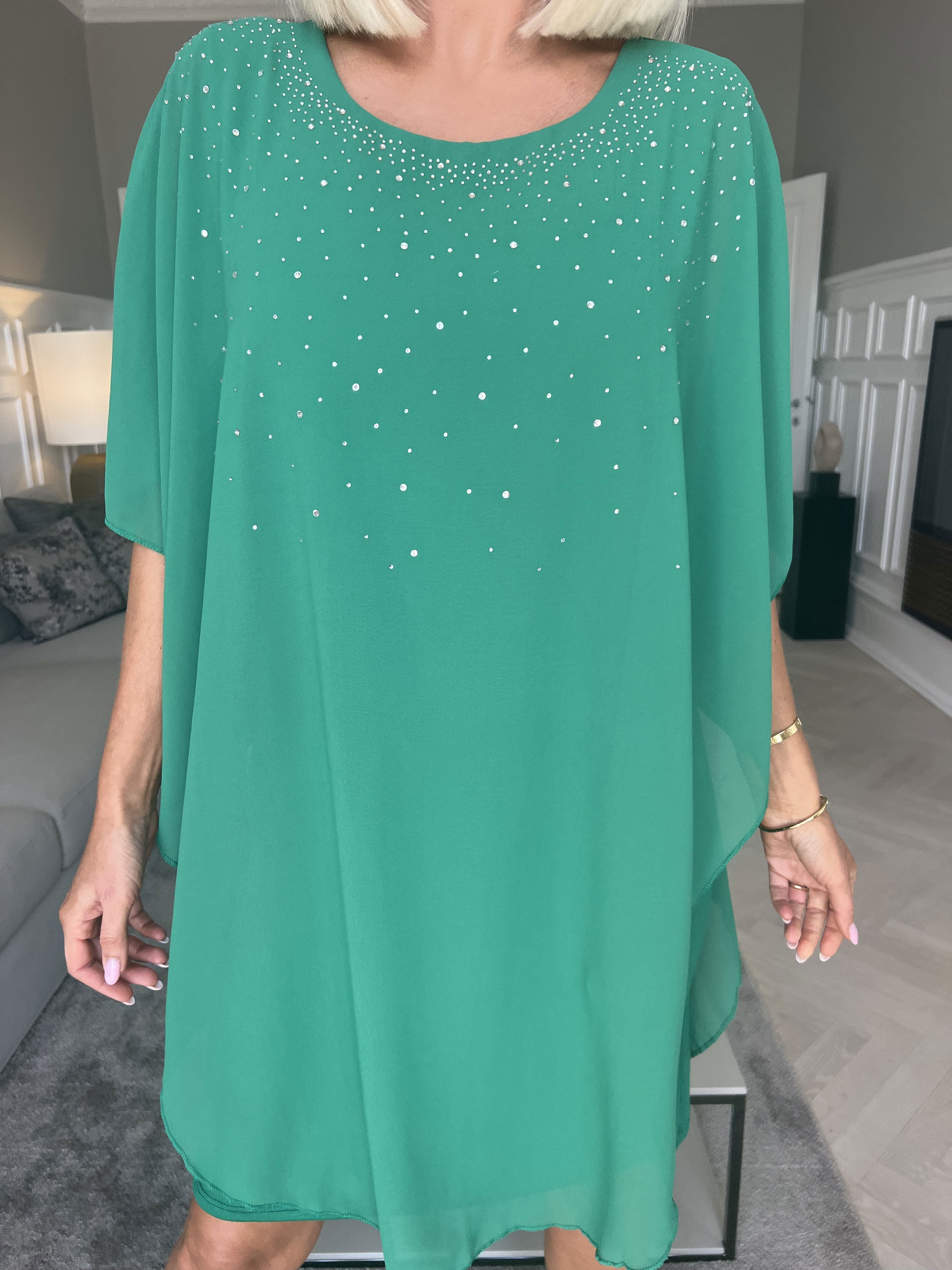 Kenya Crystal - Tunikaklänning med chiffonglager och mockborttagning - Pink