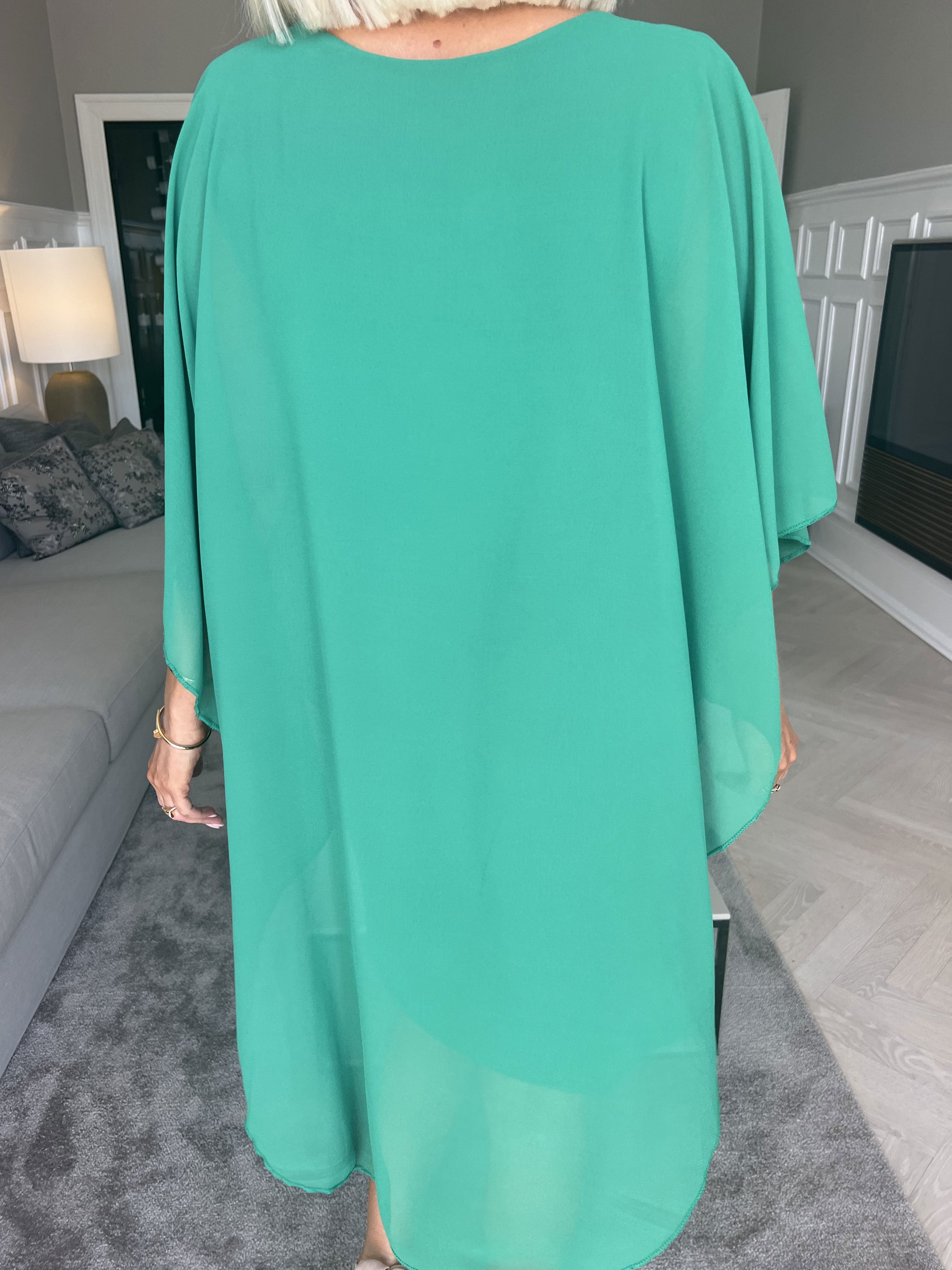 Kenya Crystal - Tunikaklänning med chiffonglager och mockborttagning - Green