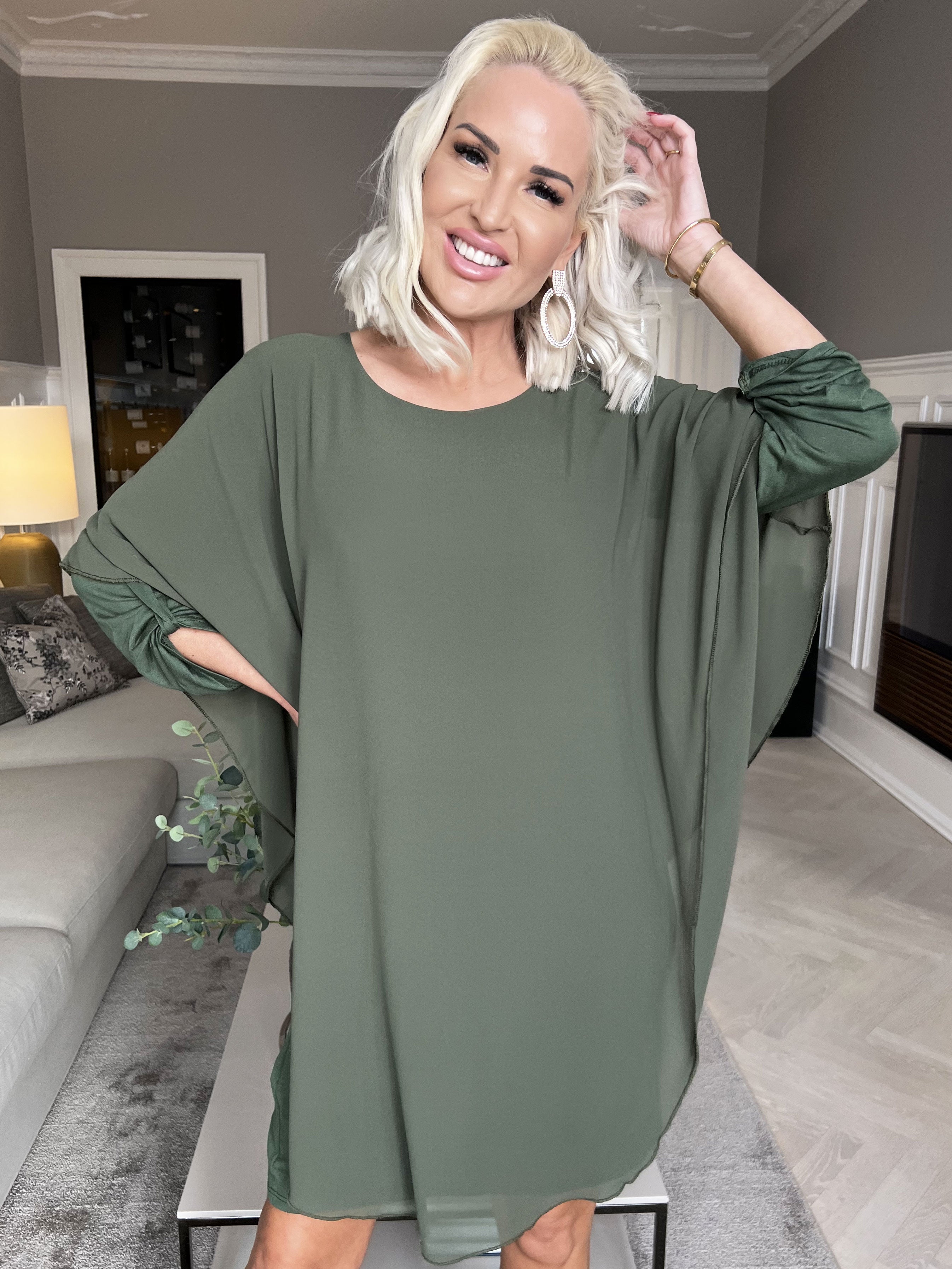 Kenya long sleeve - Tunikaklänning med chiffonglager