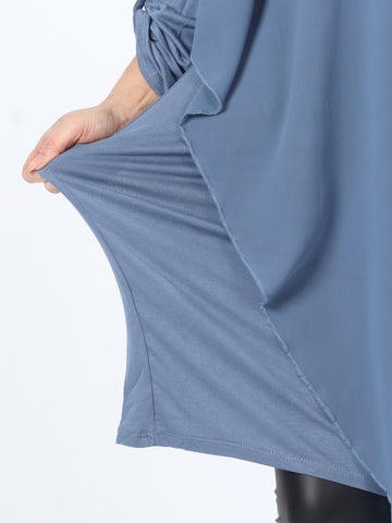 Kenya long sleeve - Tunikaklänning i plus size med chiffonglager