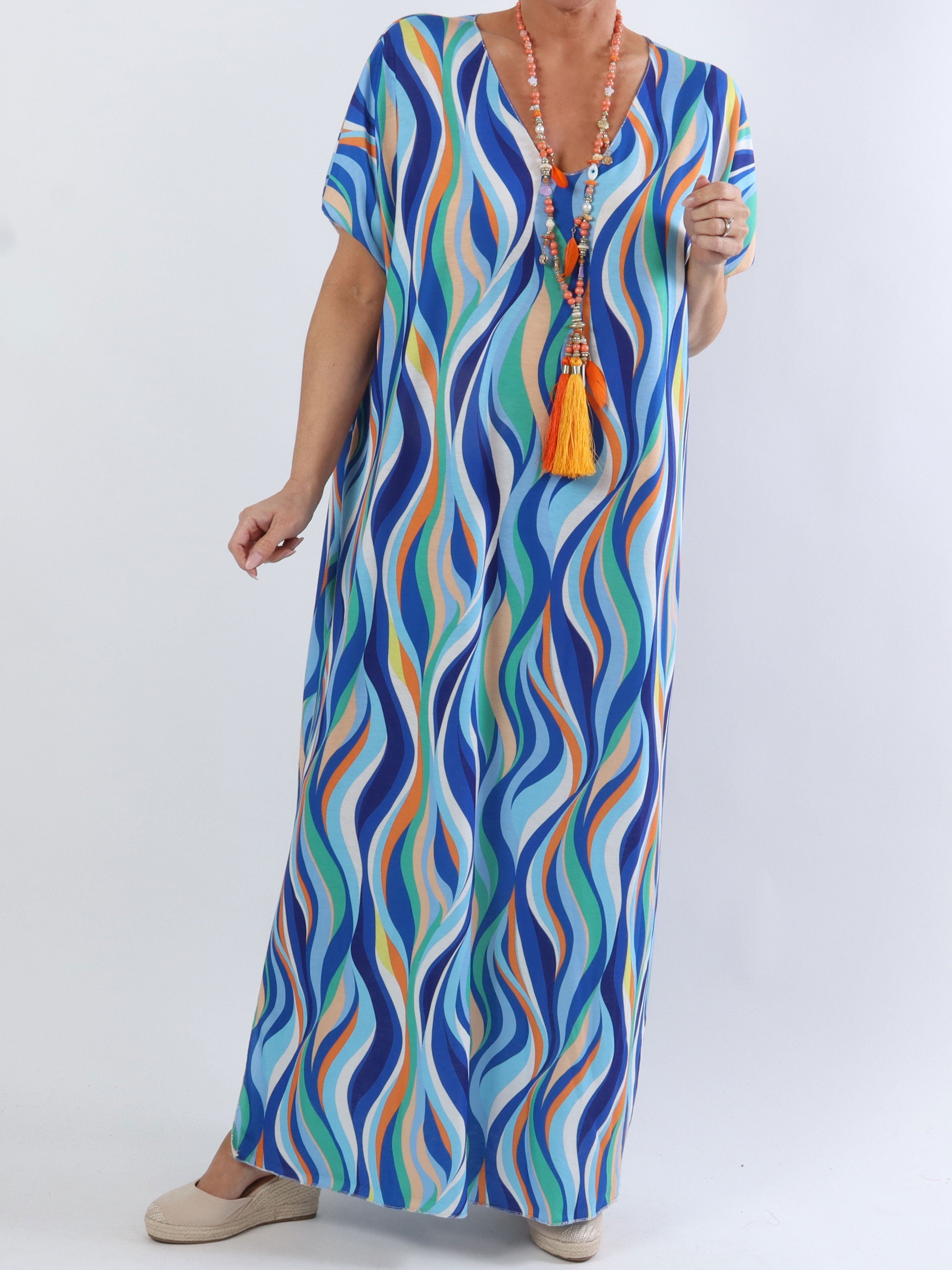 Kirsa long - Lång mjuk plus size i mångfärgat tyg - Purple