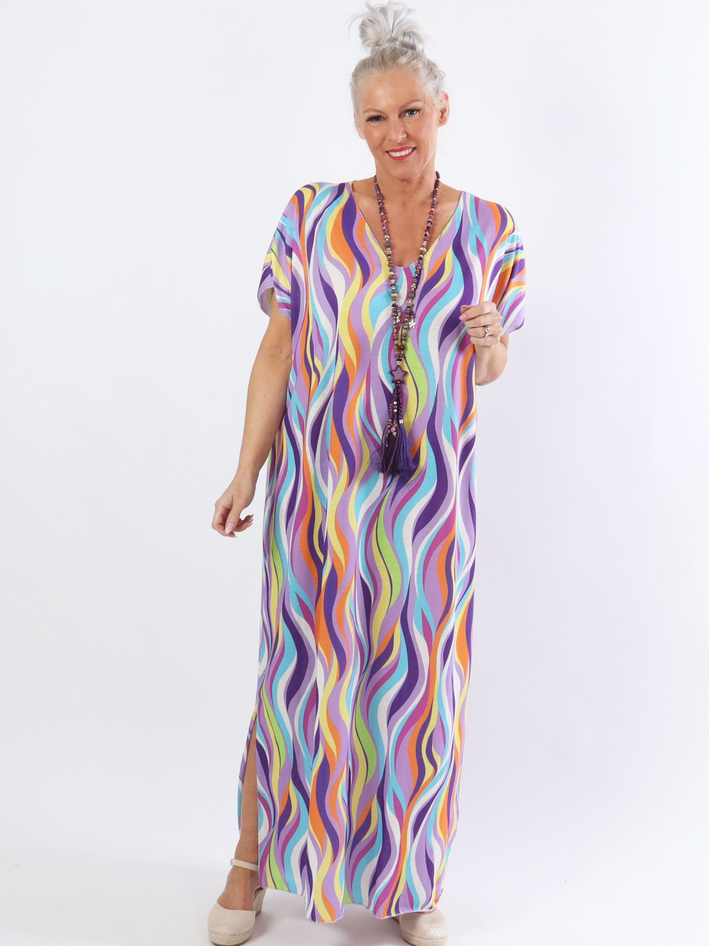 Kirsa long - Lång mjuk plus size i mångfärgat tyg