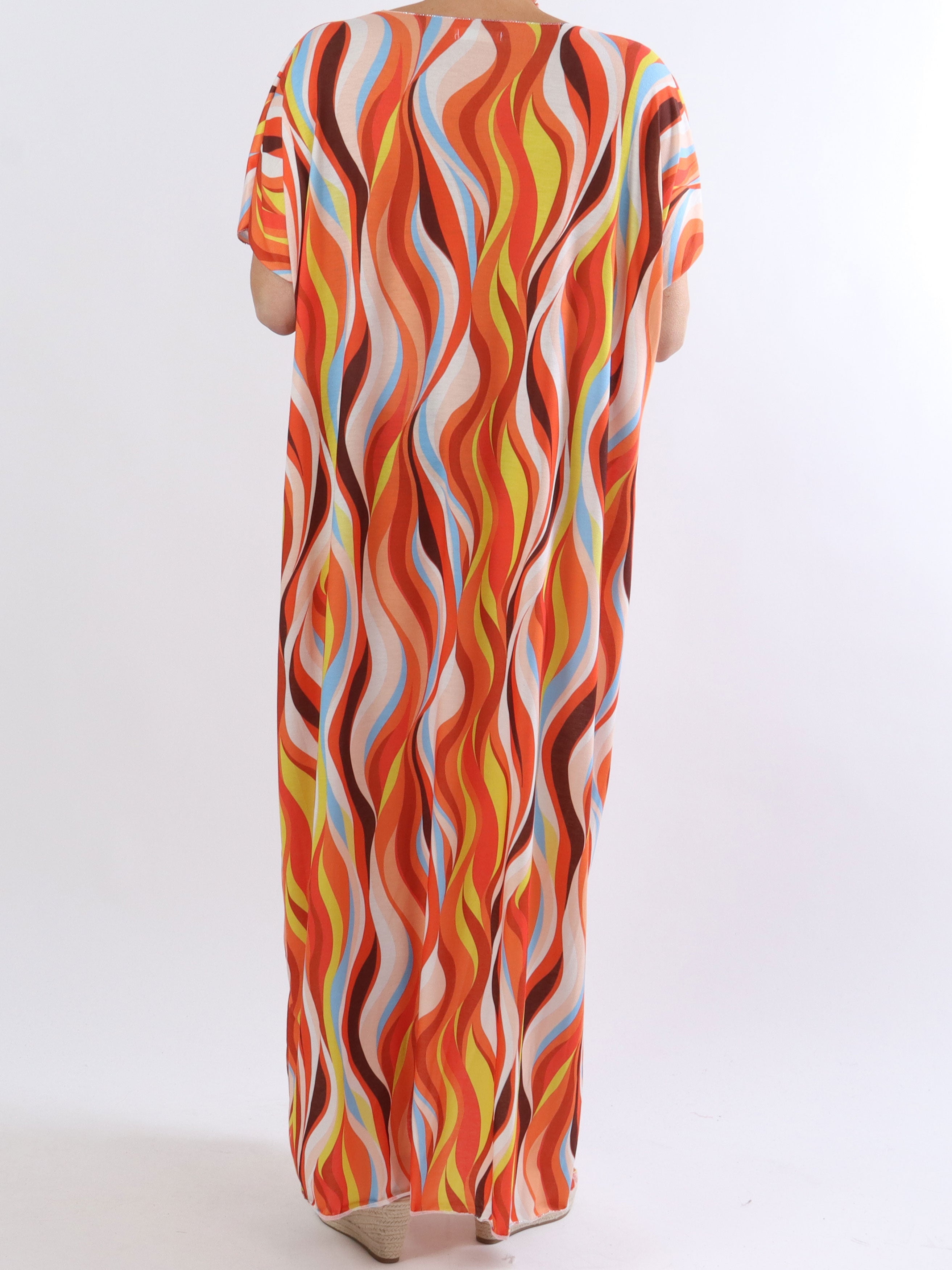 Kirsa long - Lång mjuk plus size i mångfärgat tyg