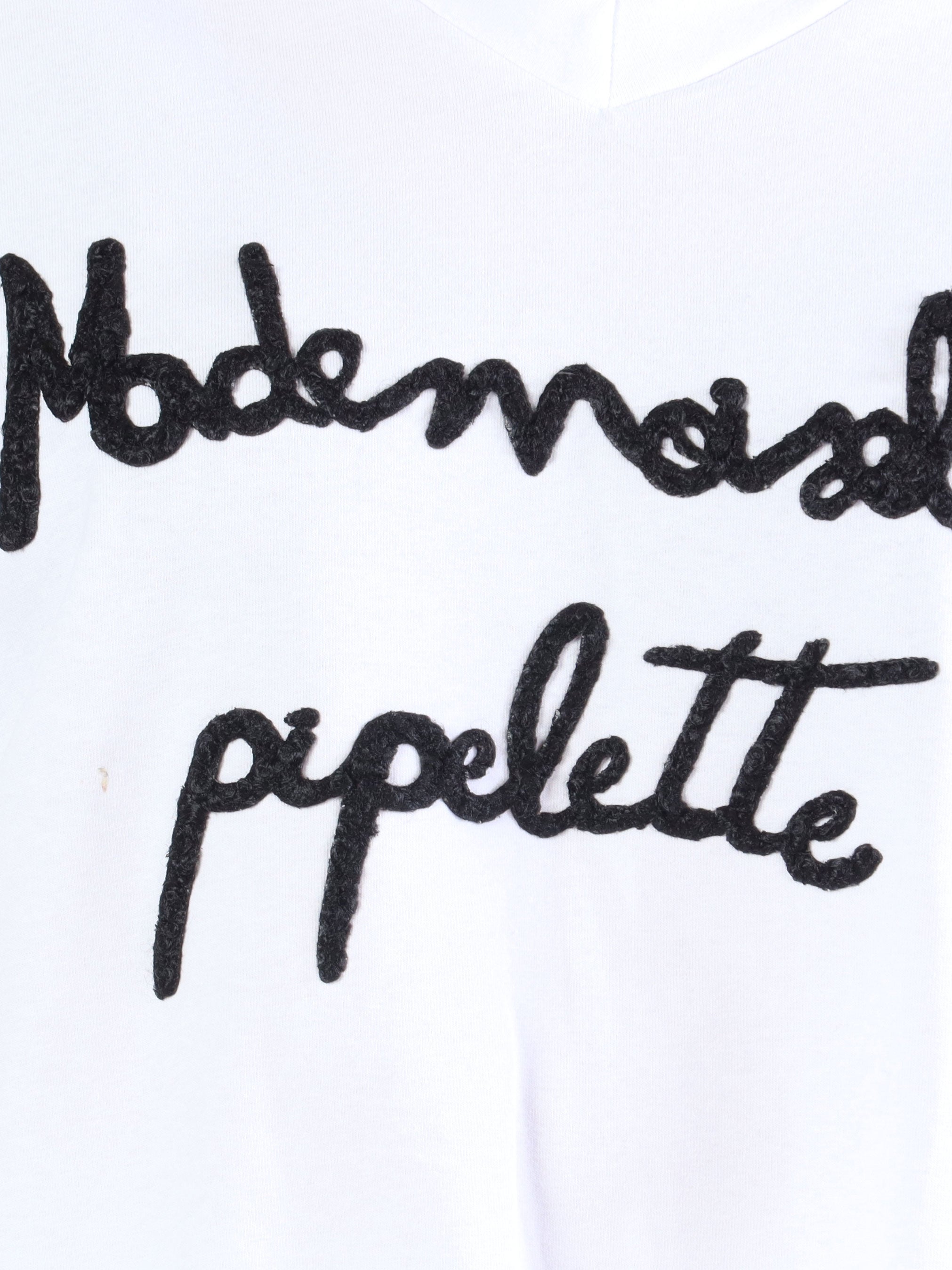 Lady - Vit plus size t-shirt med v-ringning och text på bröstet