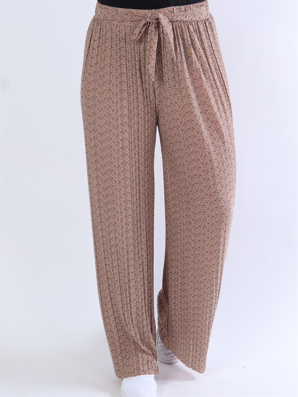 Lajla - Plisserade byxor med litet paisley-mönster