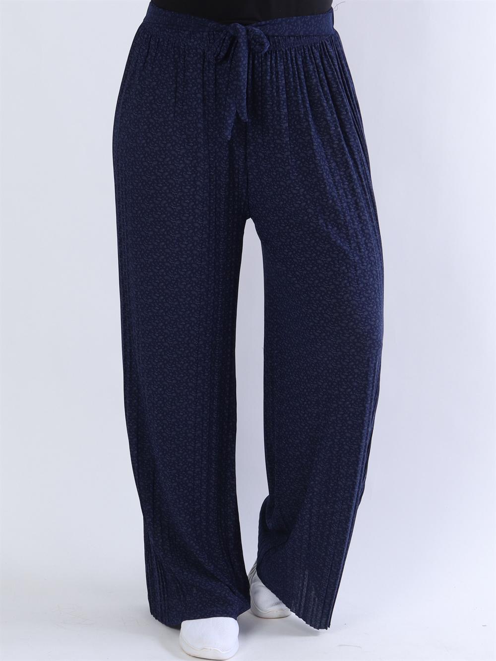 Lajla - Plisserade byxor med litet paisley-mönster