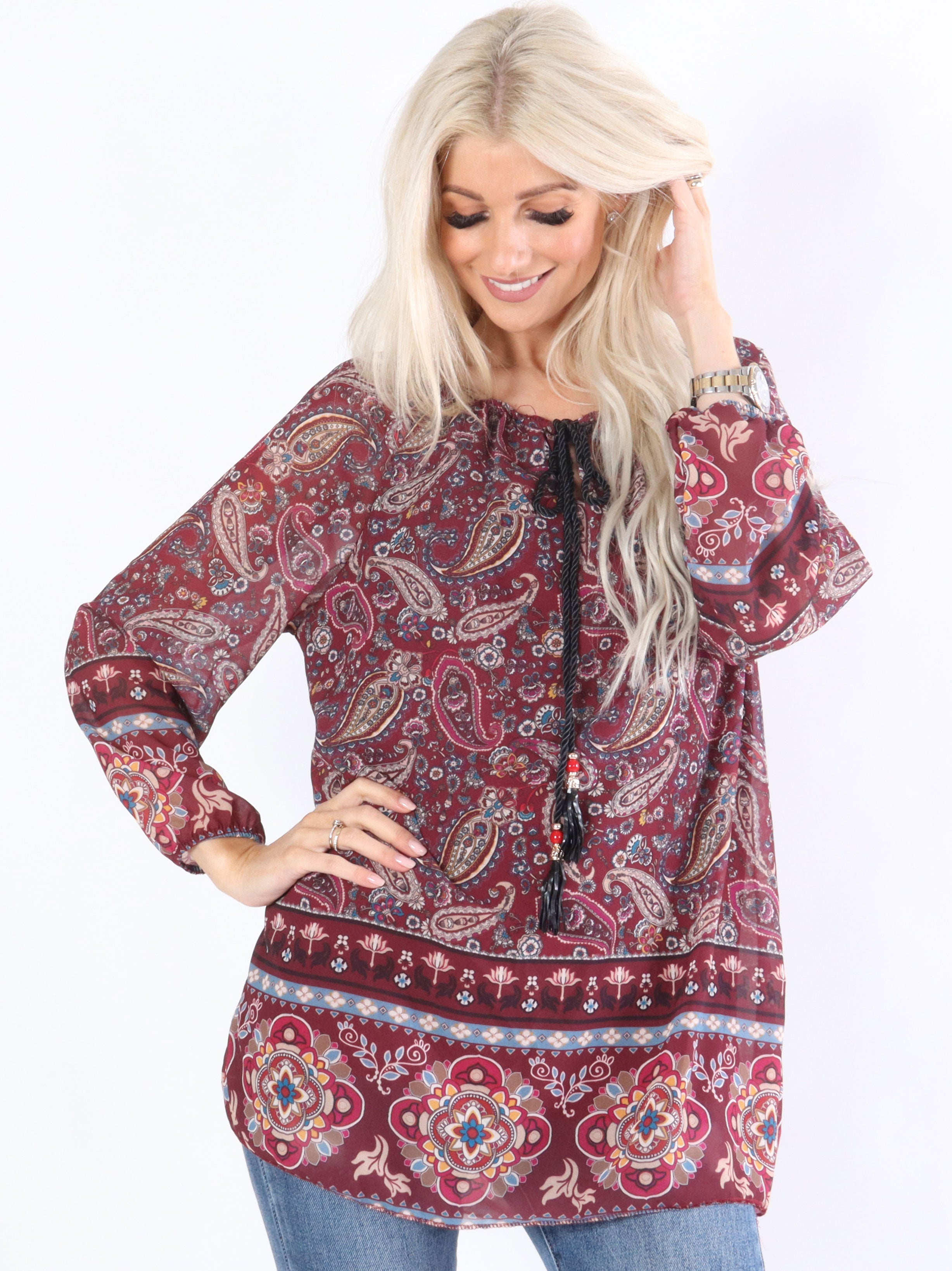 Latoya - Mönstrad tunika i chiffong