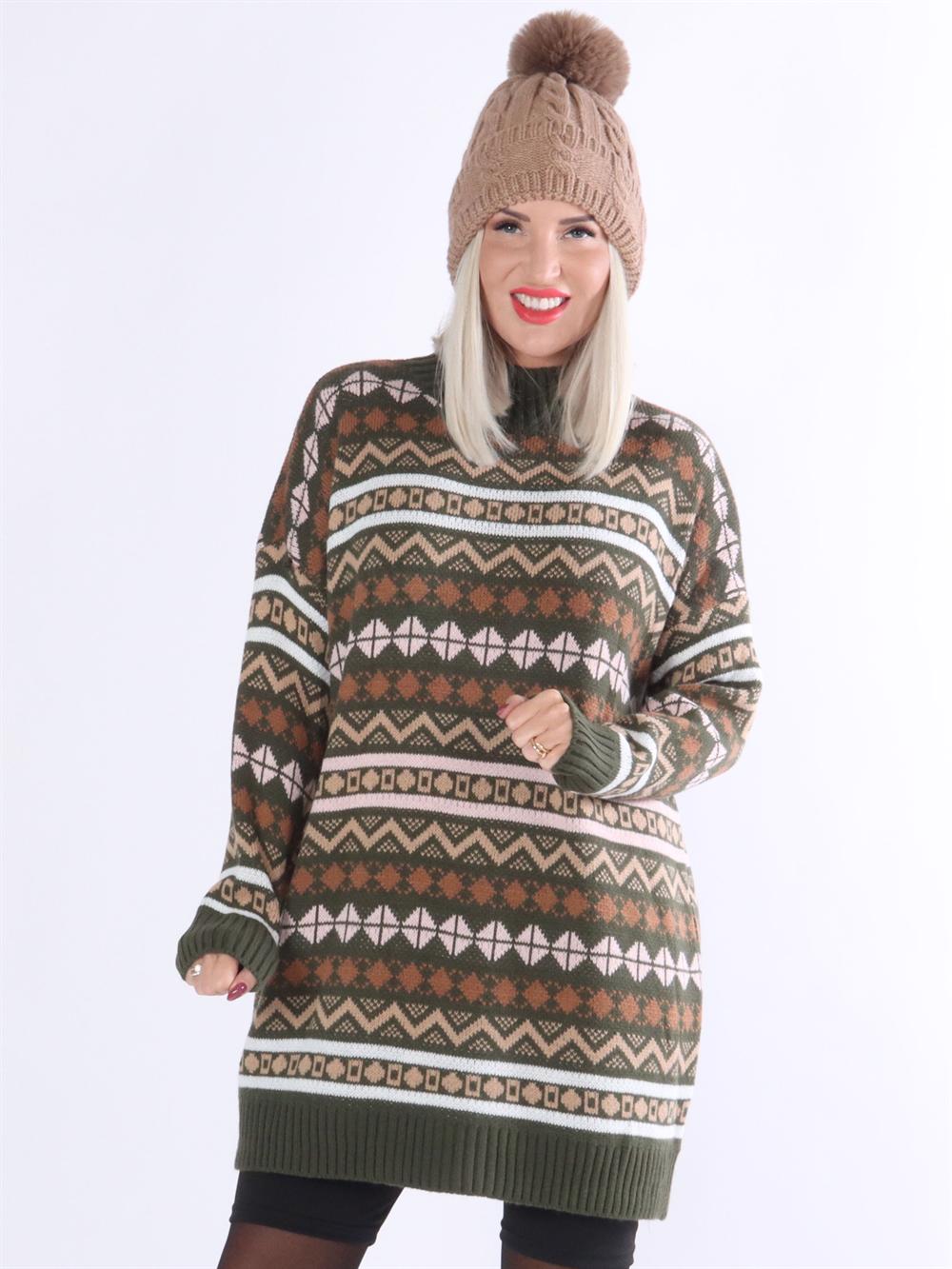 Lia - Mönstrad stickad klänning