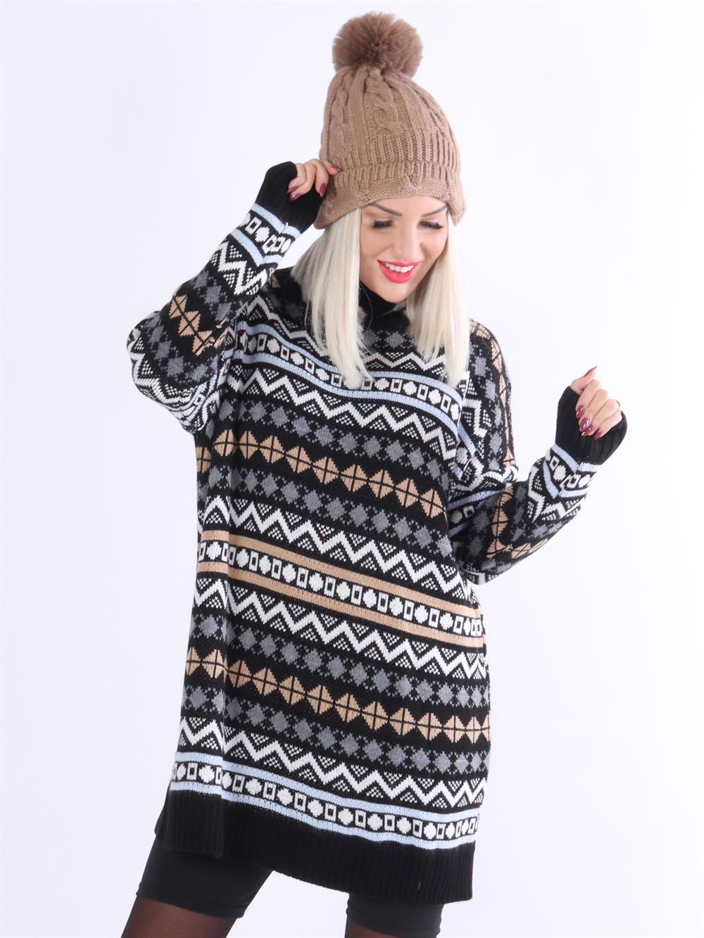 Lia - Mönstrad stickad klänning