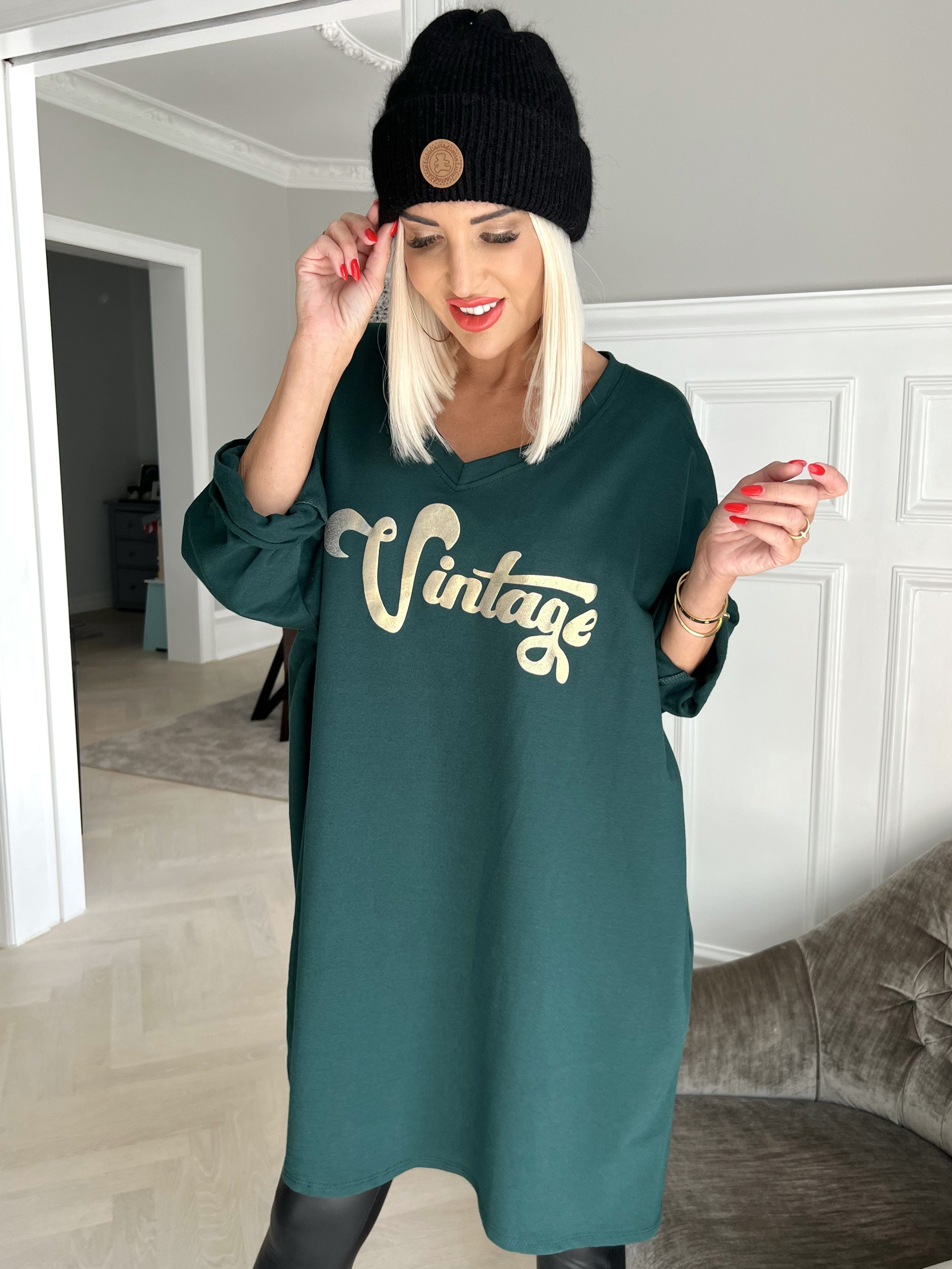 Liana - joggingklänning med guldtryck