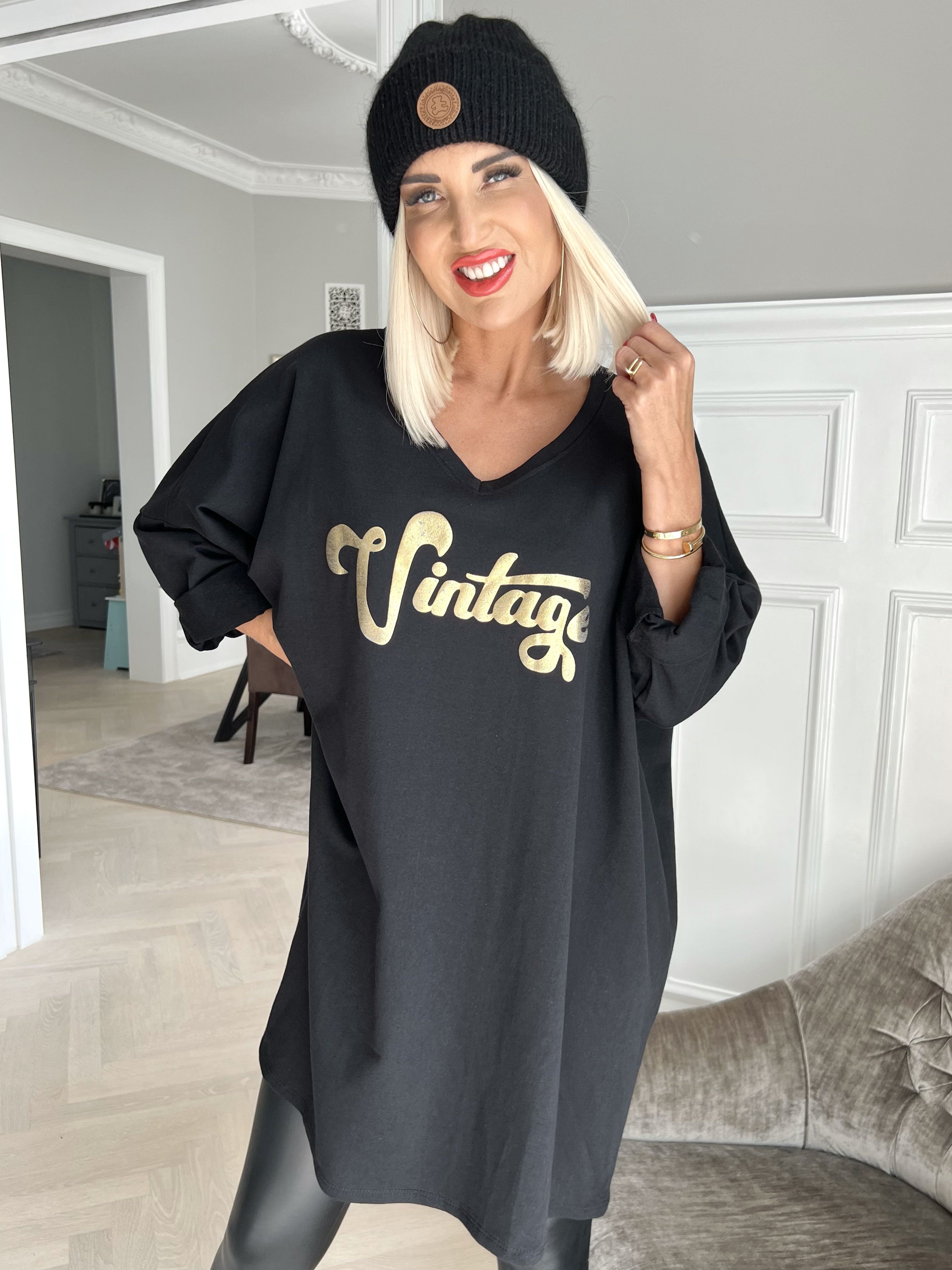 Liana - joggingklänning med guldtryck