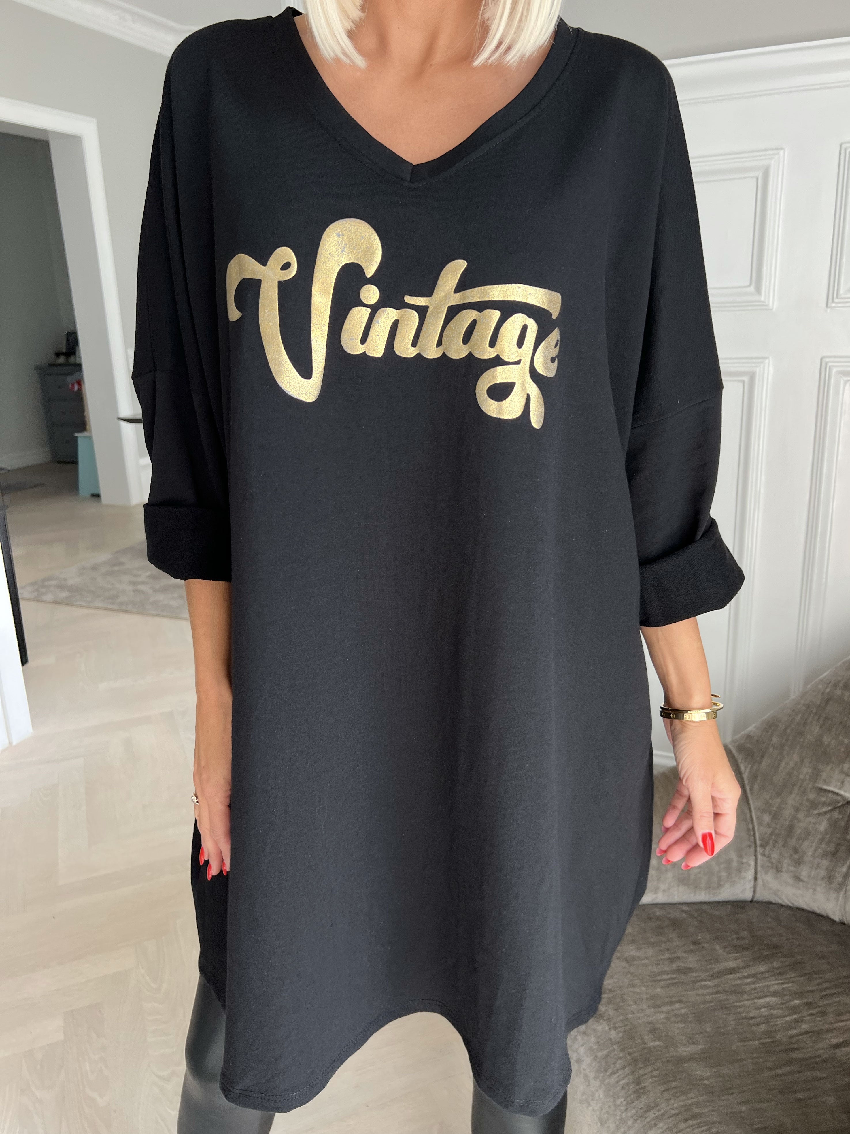 Liana - joggingklänning med guldtryck