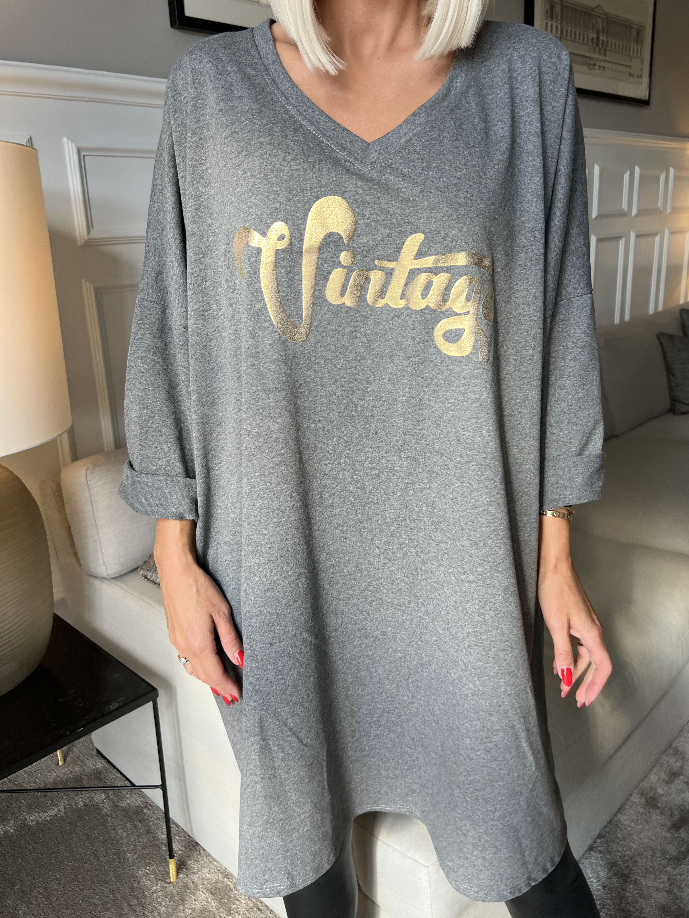 Liana - joggingklänning med guldtryck