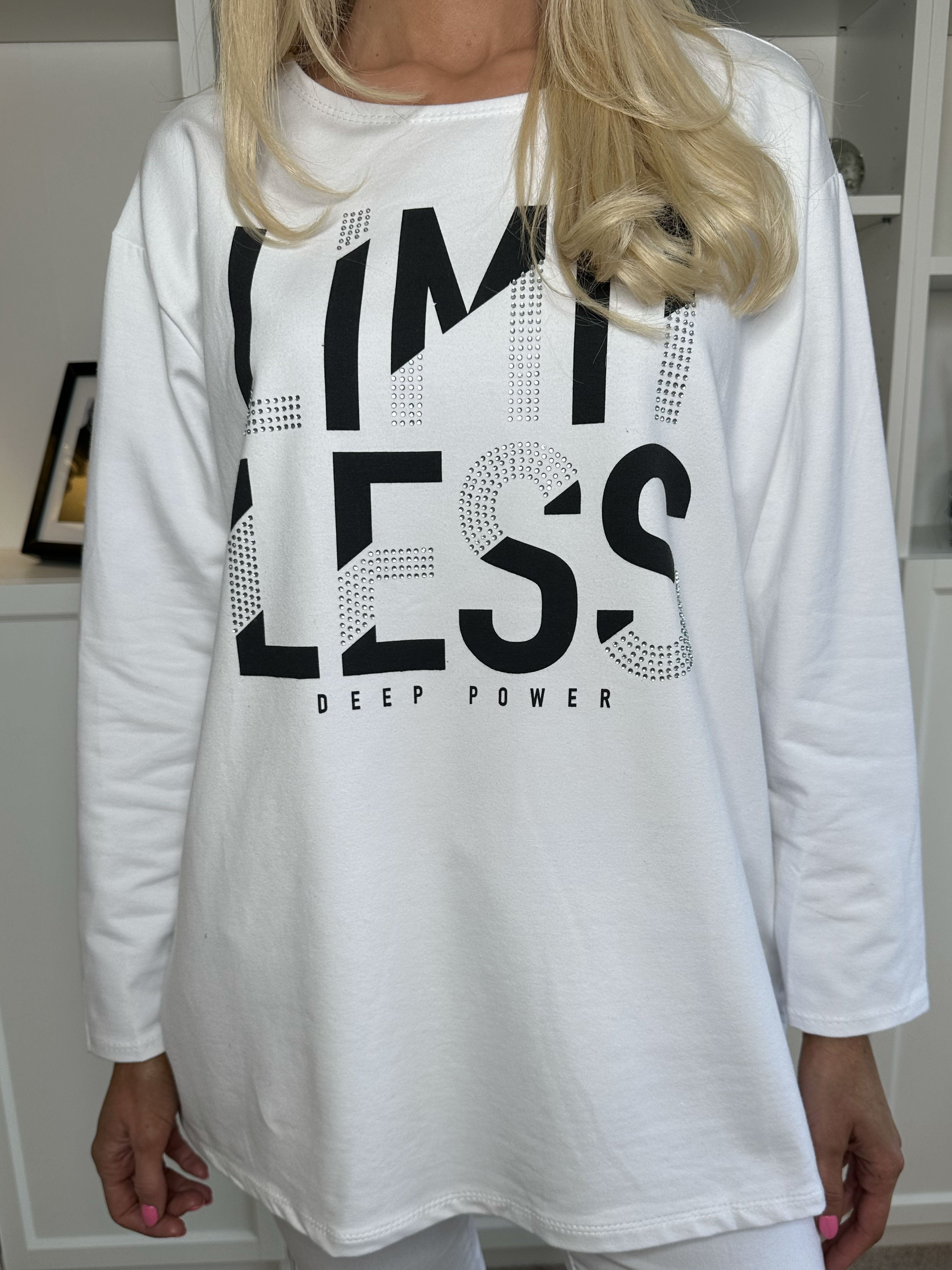 Limitless - Joggingskjorta i bomull med text och imiterad remsa