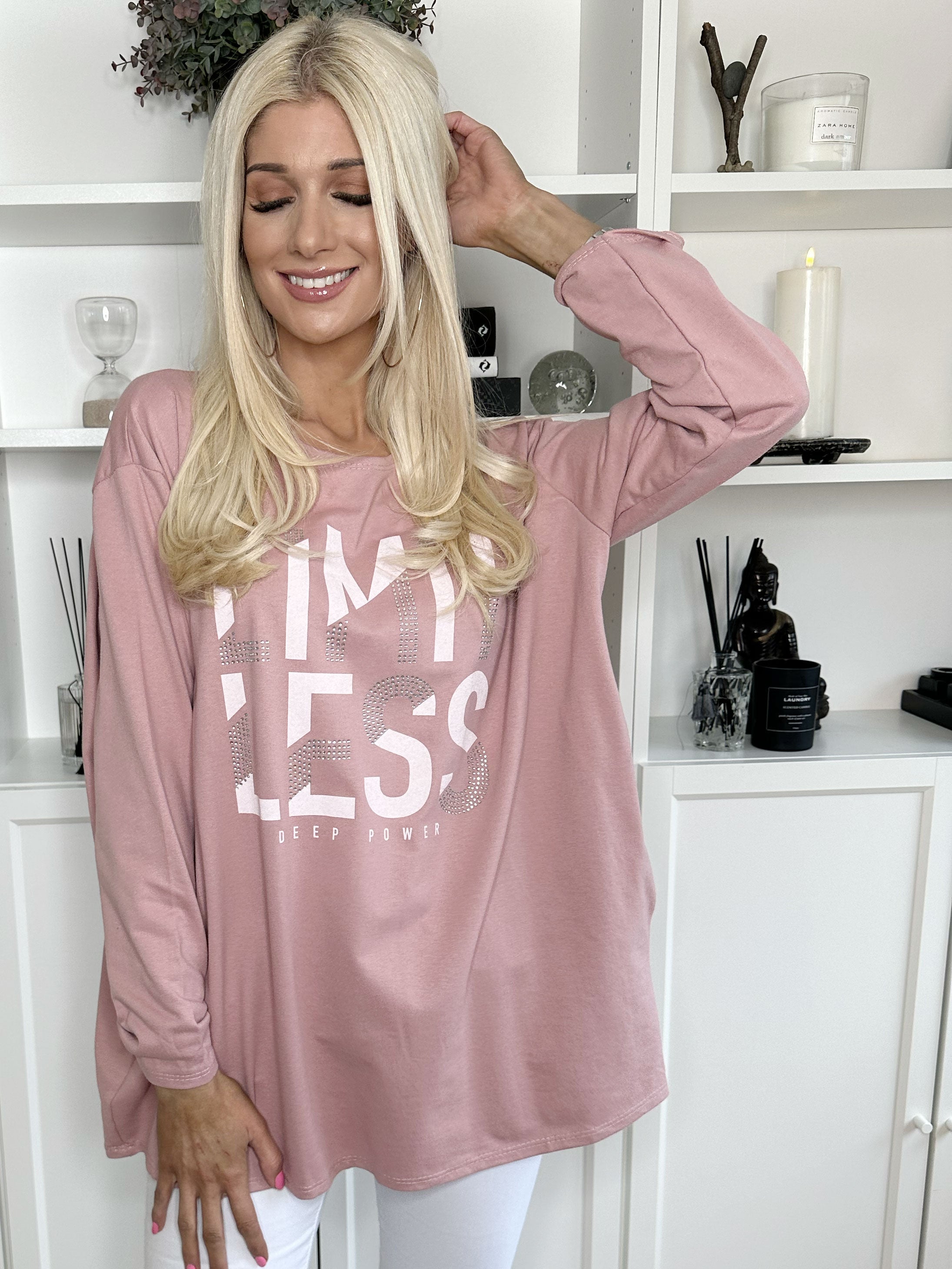 Limitless - Joggingskjorta i bomull med text och imiterad remsa