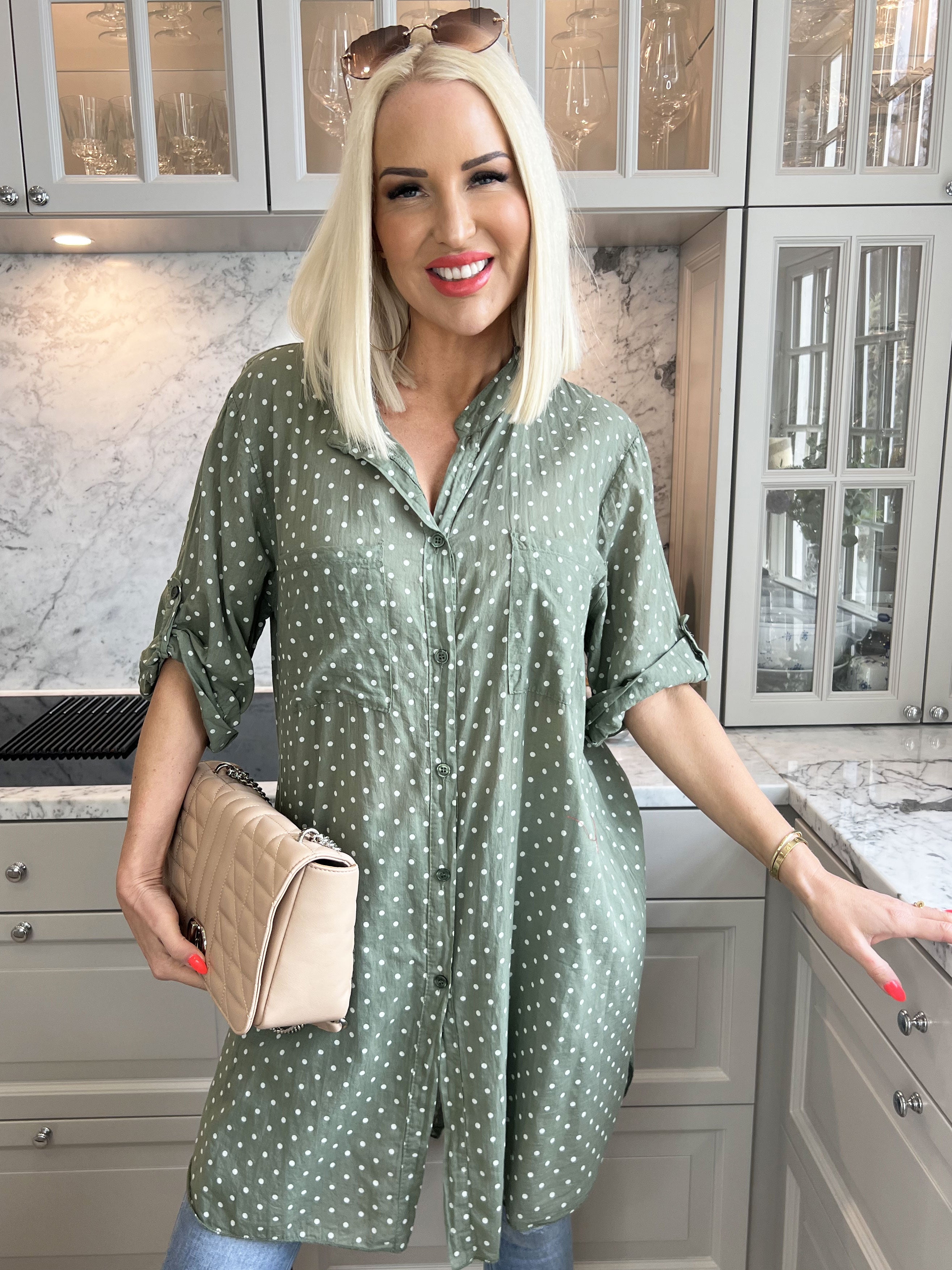 Linda - Skjorta i bomull med små prickar