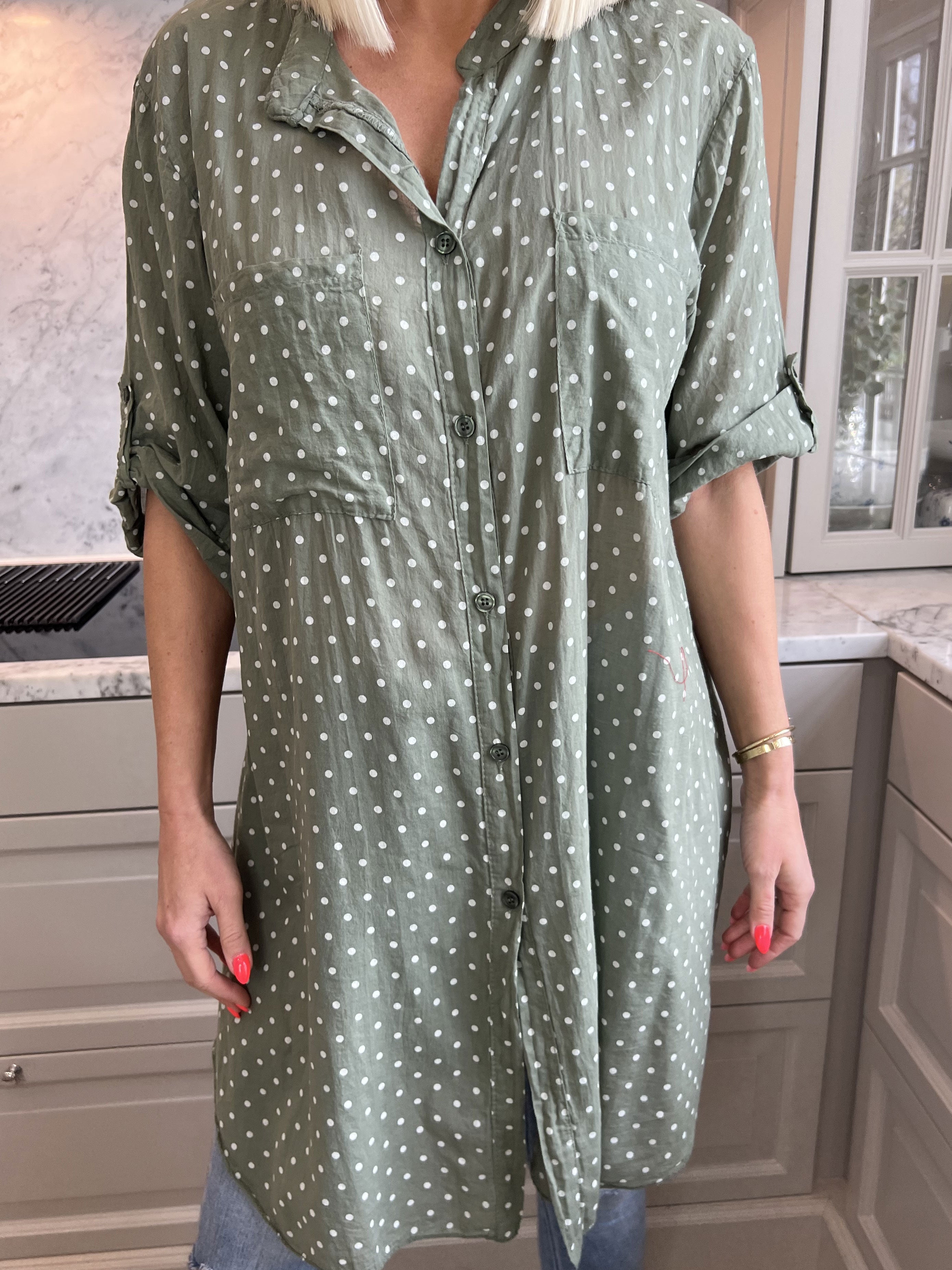 Linda - Skjorta i bomull med små prickar