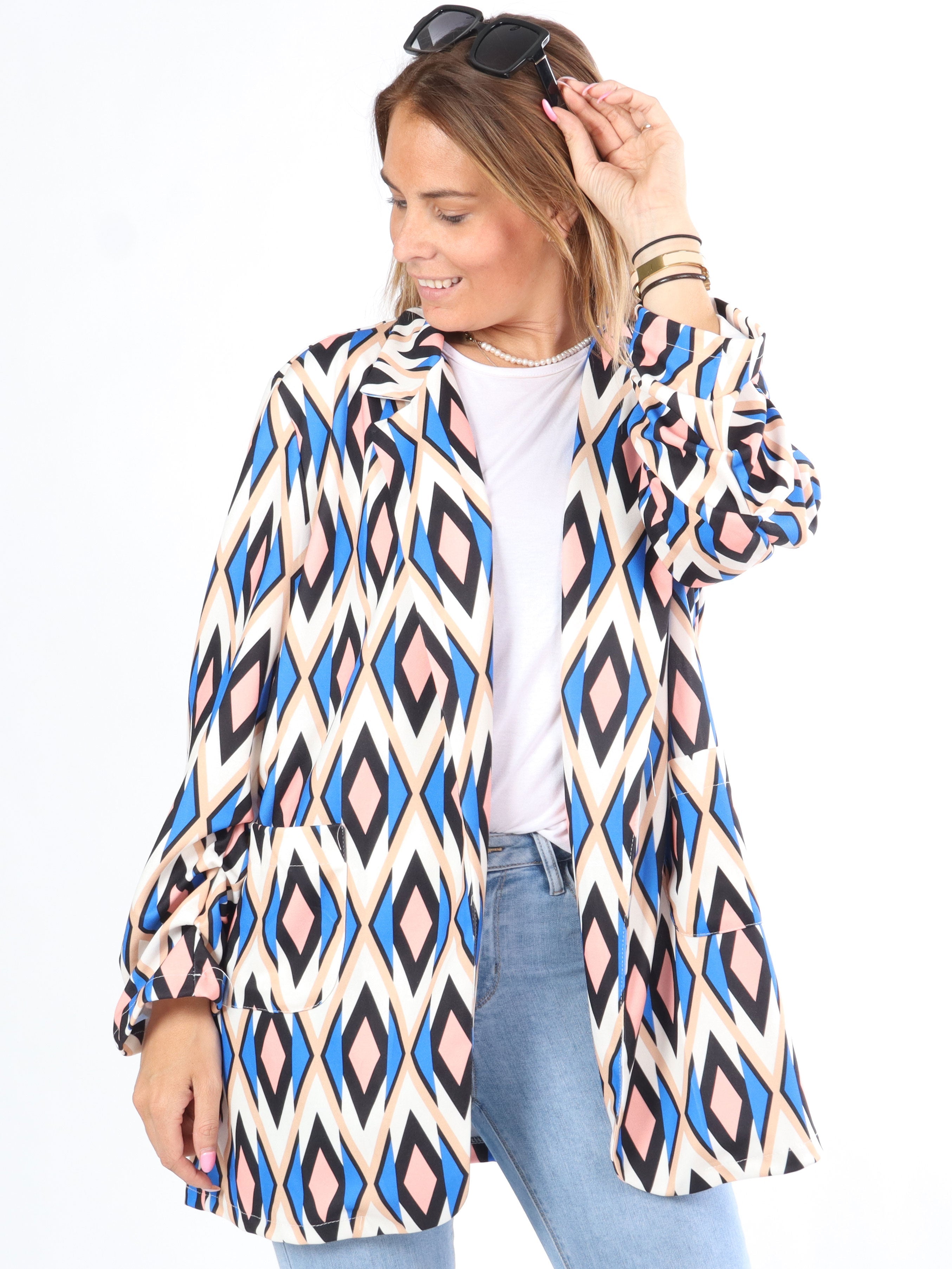 Liv - Mönstrad blazer med fickor