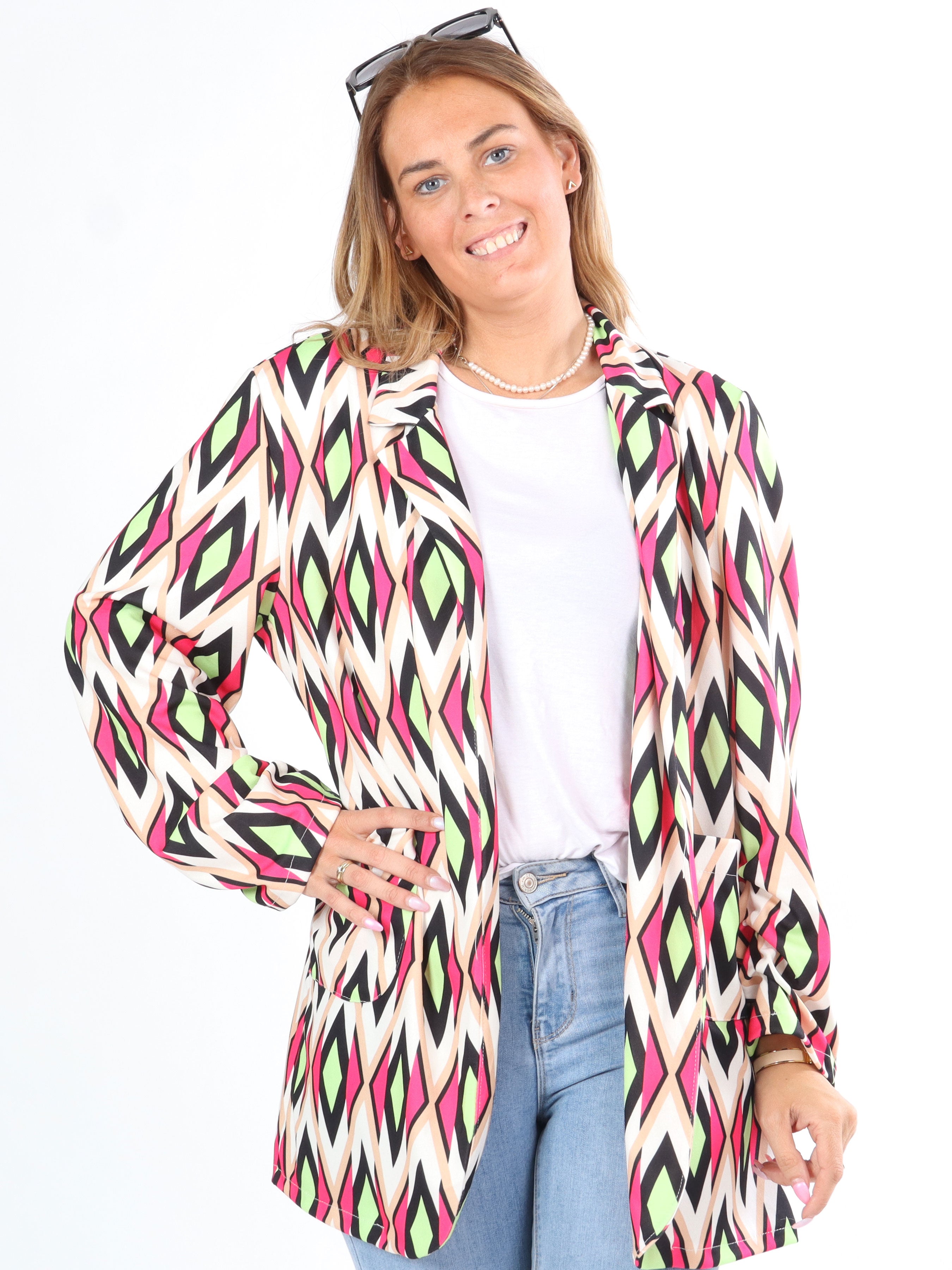 Liv - Mönstrad blazer med fickor