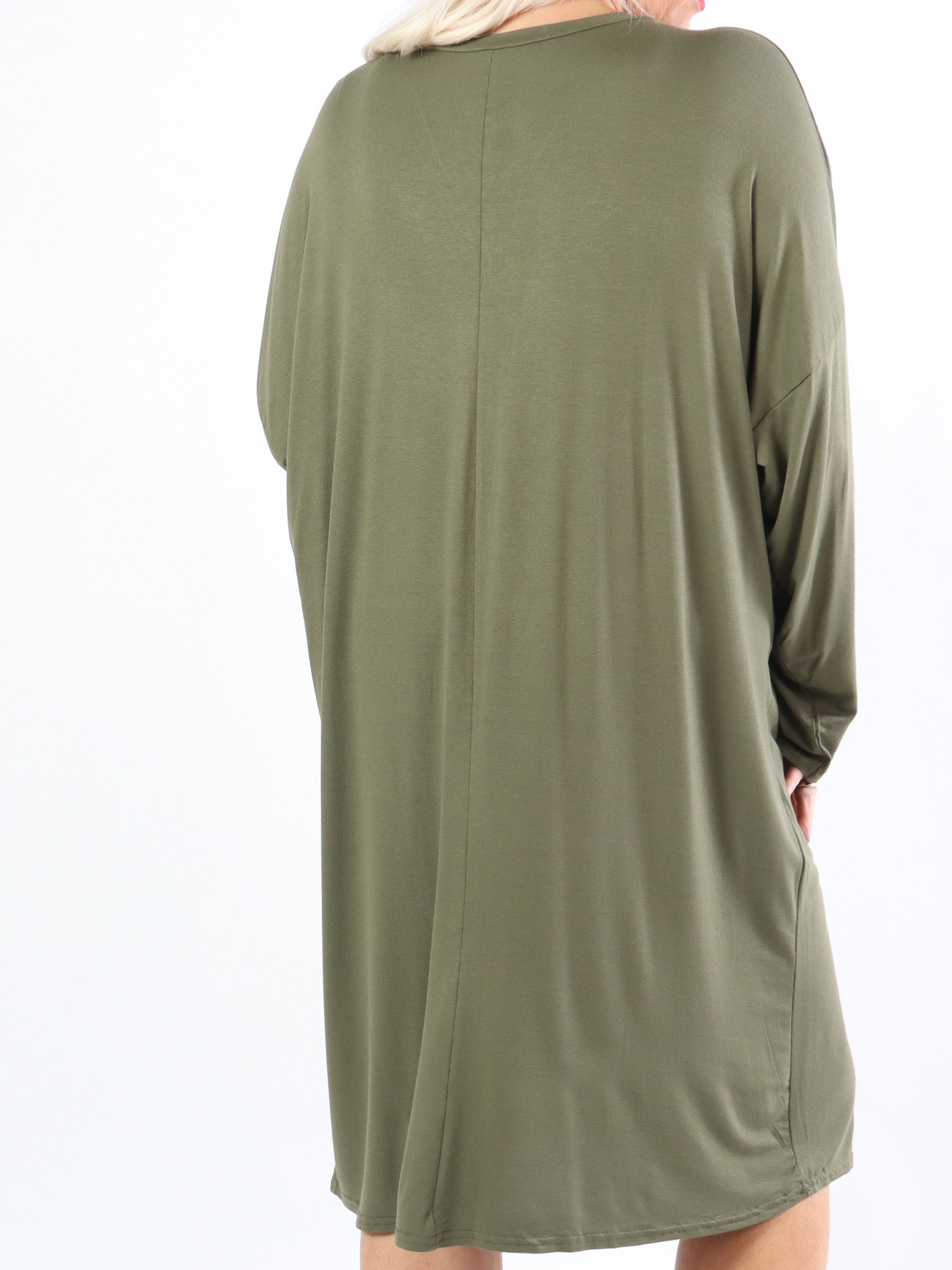 Lorenza plain - Plus Size tunika klänning i jersey med dragkedja