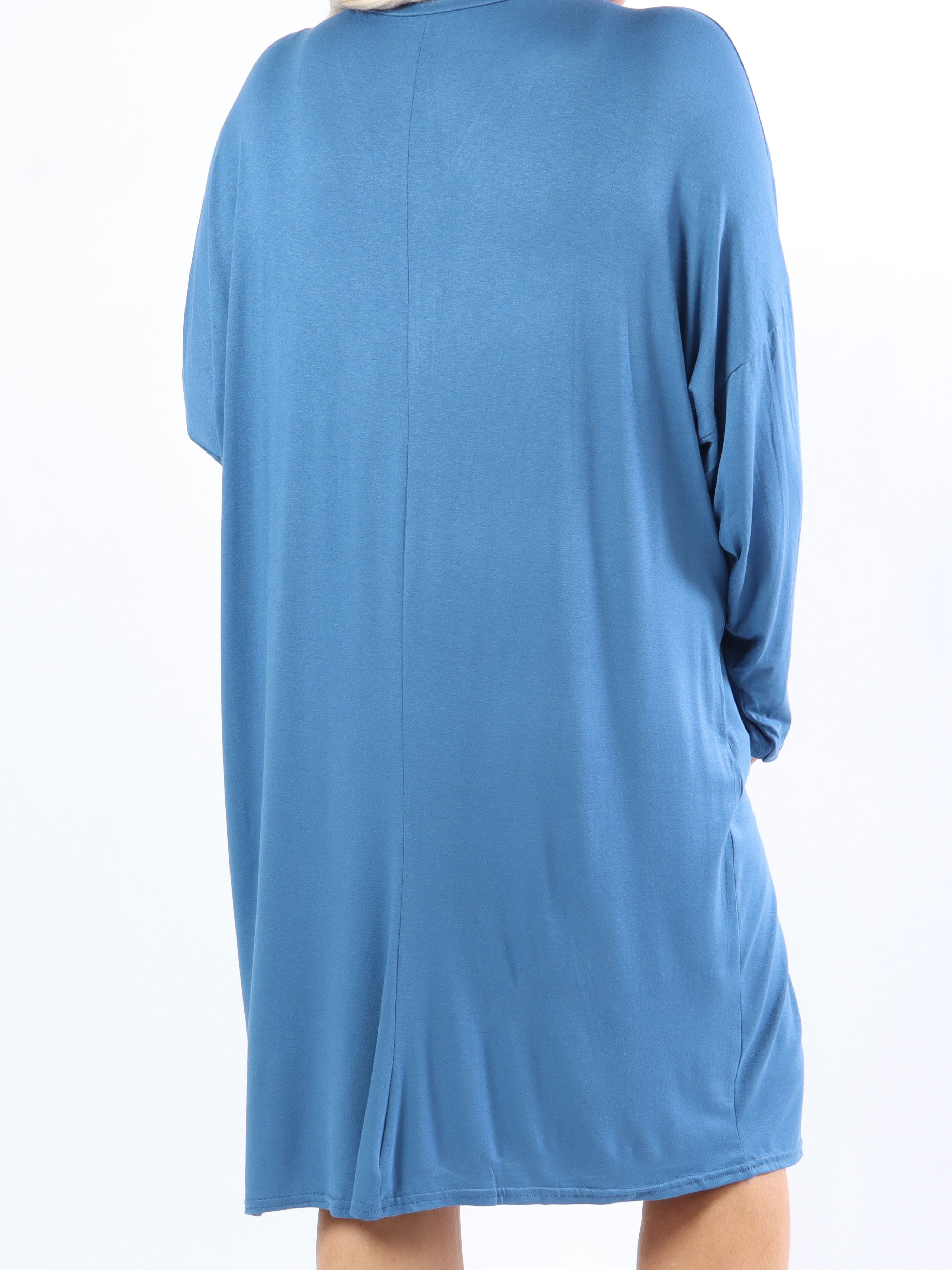 Lorenza plain - Plus Size tunika klänning i jersey med dragkedja