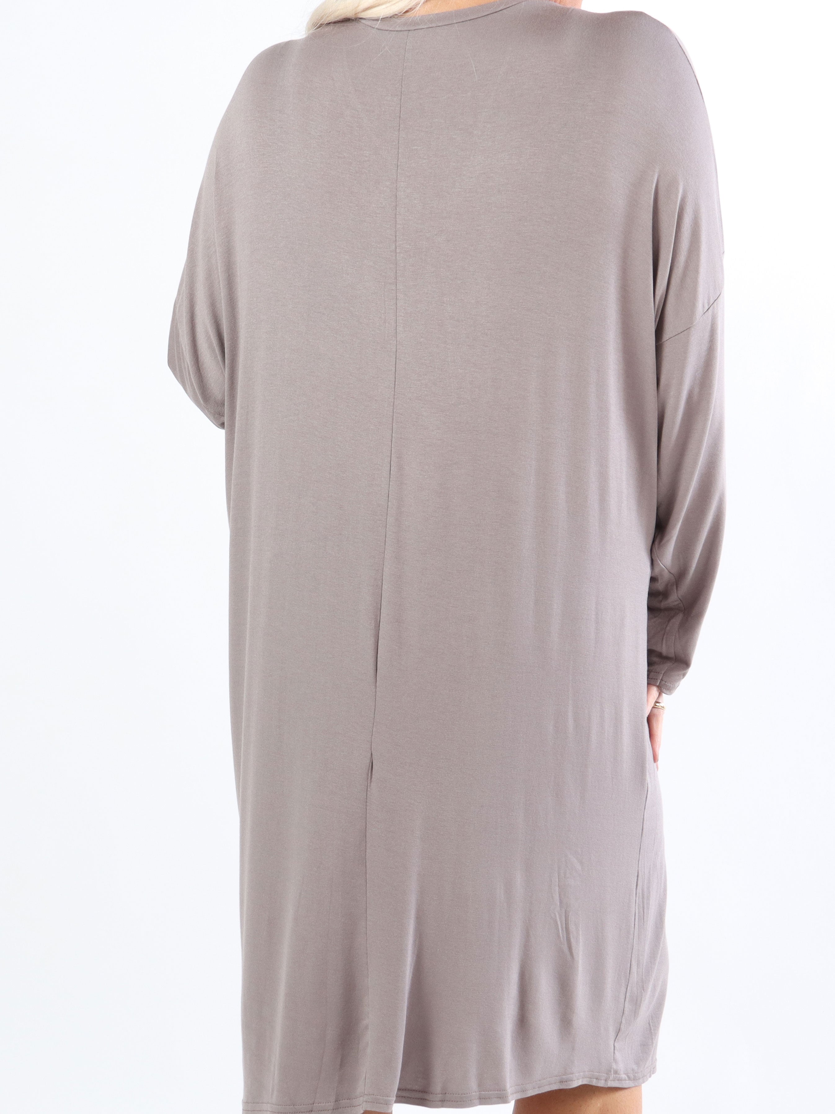 Lorenza plain - Plus Size tunika klänning i jersey med dragkedja