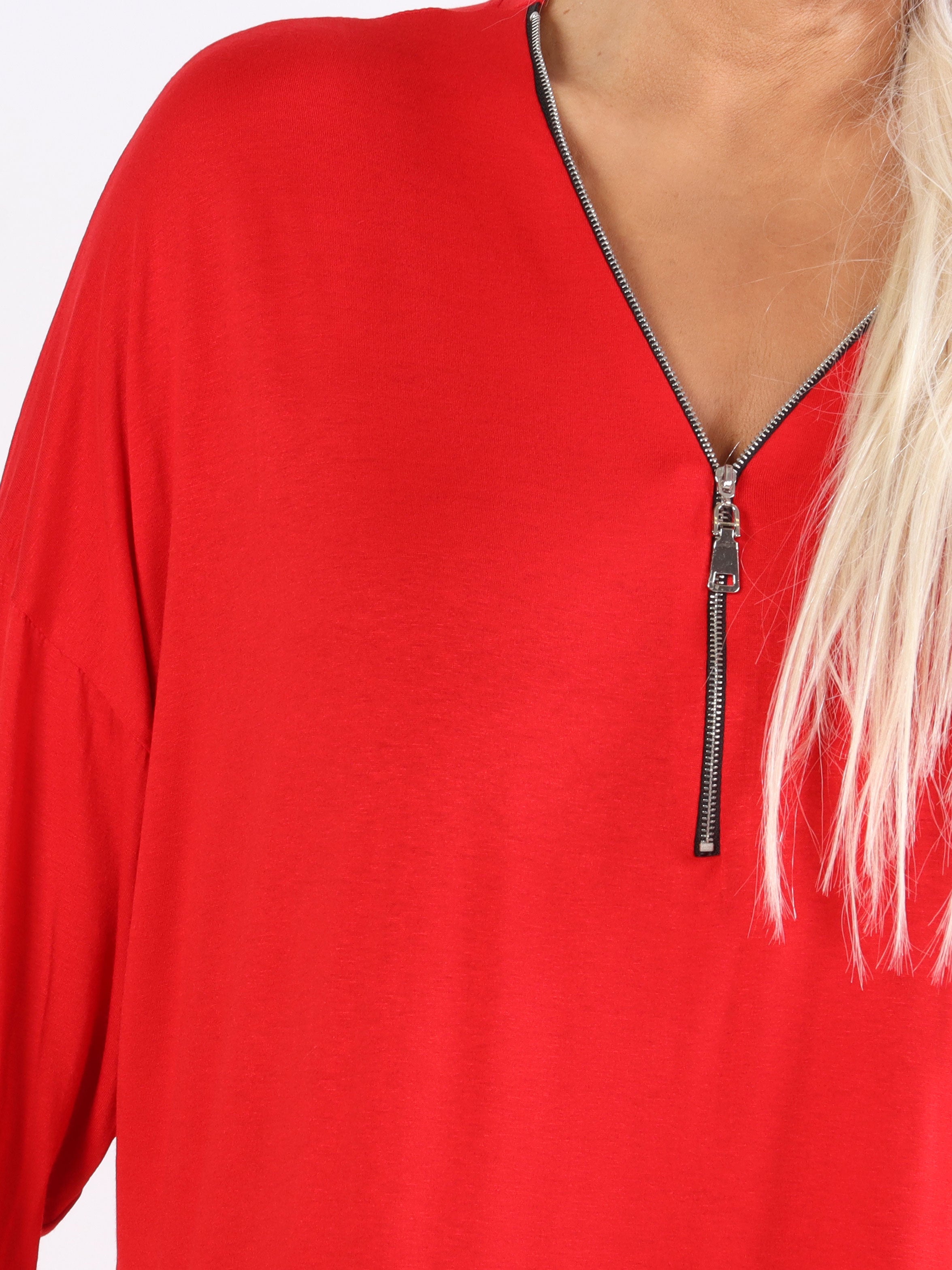 Lorenza plain - Plus Size tunika klänning i jersey med dragkedja