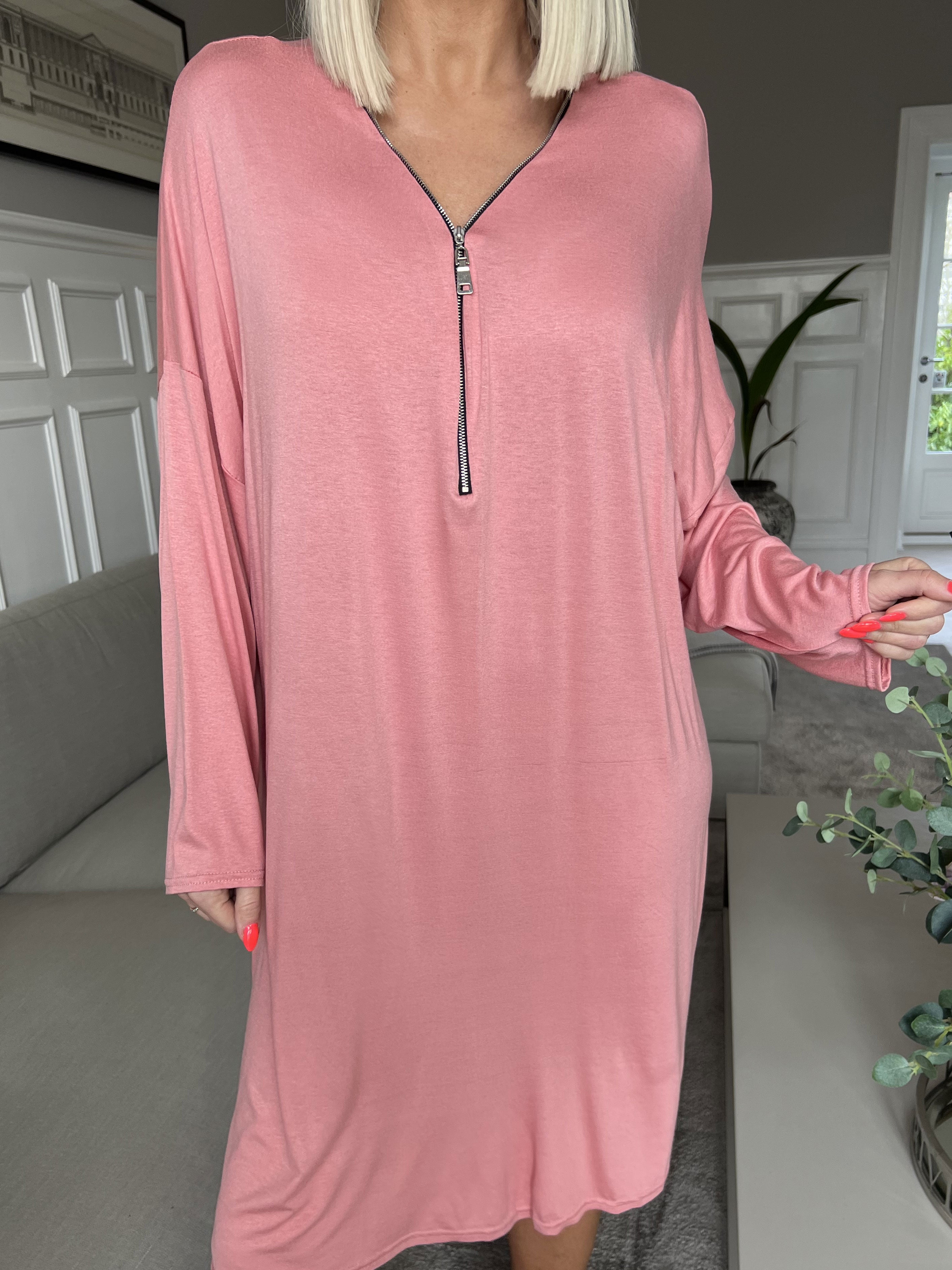 Lorenza plain - Tunika klänning i jersey med dragkedja