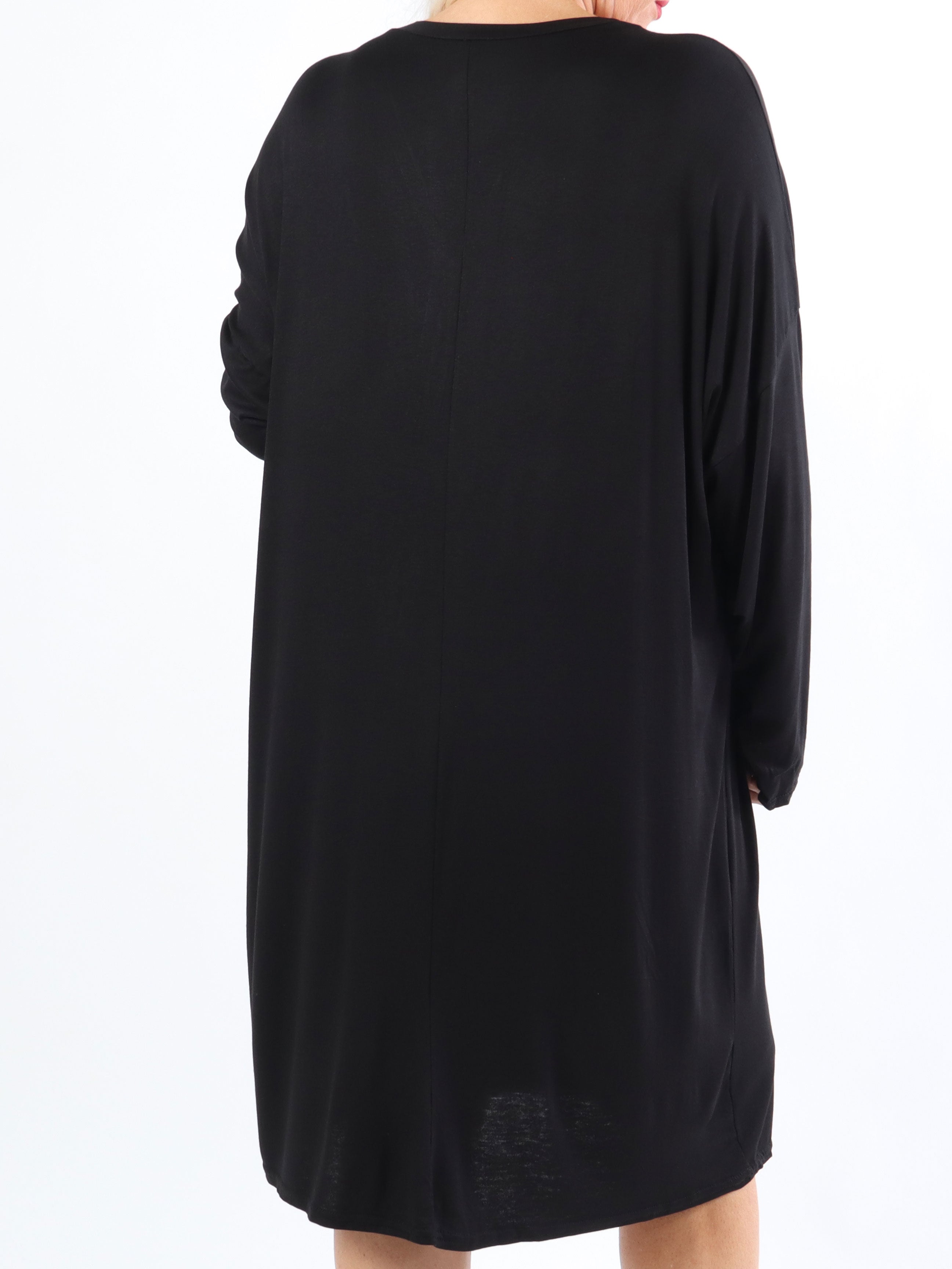 Lorenza plain - Plus Size tunika klänning i jersey med dragkedja