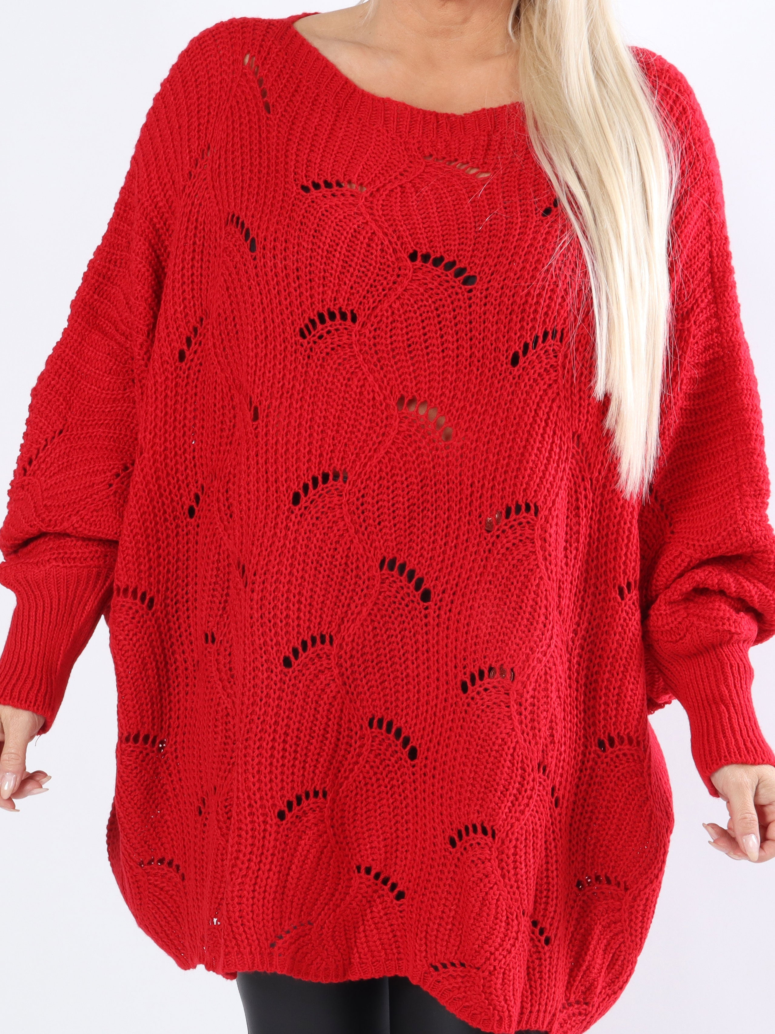 Manja - Plus size stickad med hålmönster