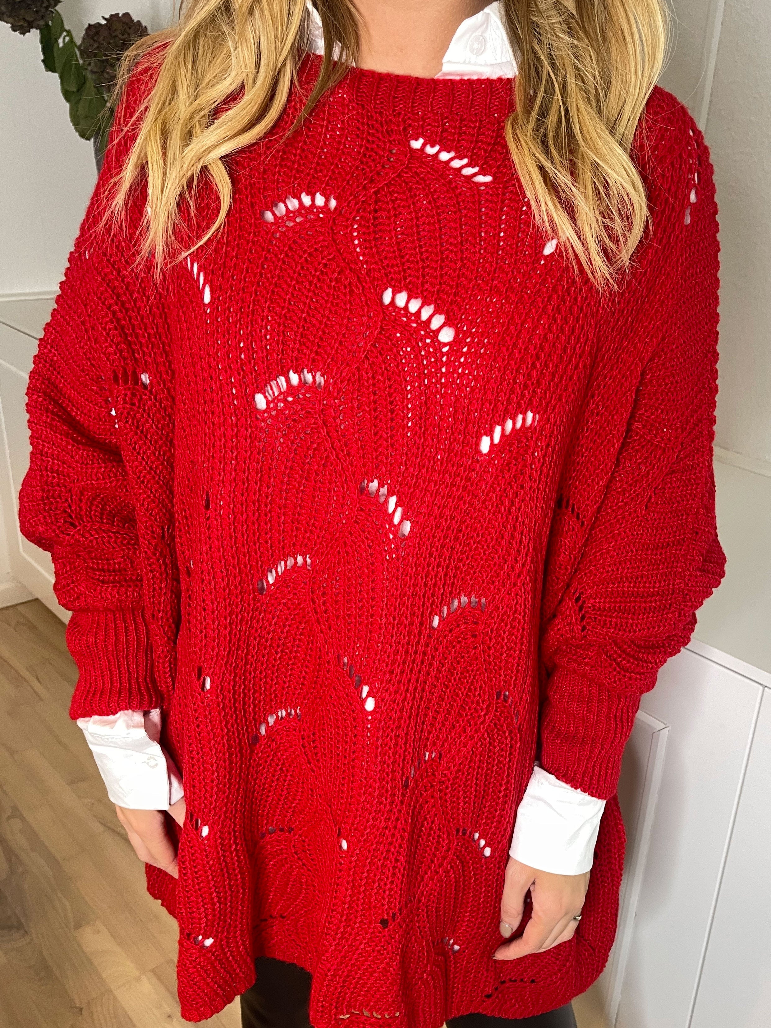 Manja - Stickad blus med hålmönster - Black