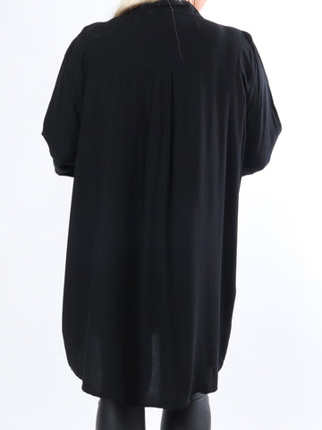 Marcelina - Söt plus size skjorta med paljettfickor