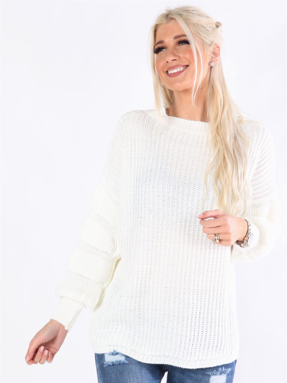 Marcia - Stickad blus med detaljerade ärmar