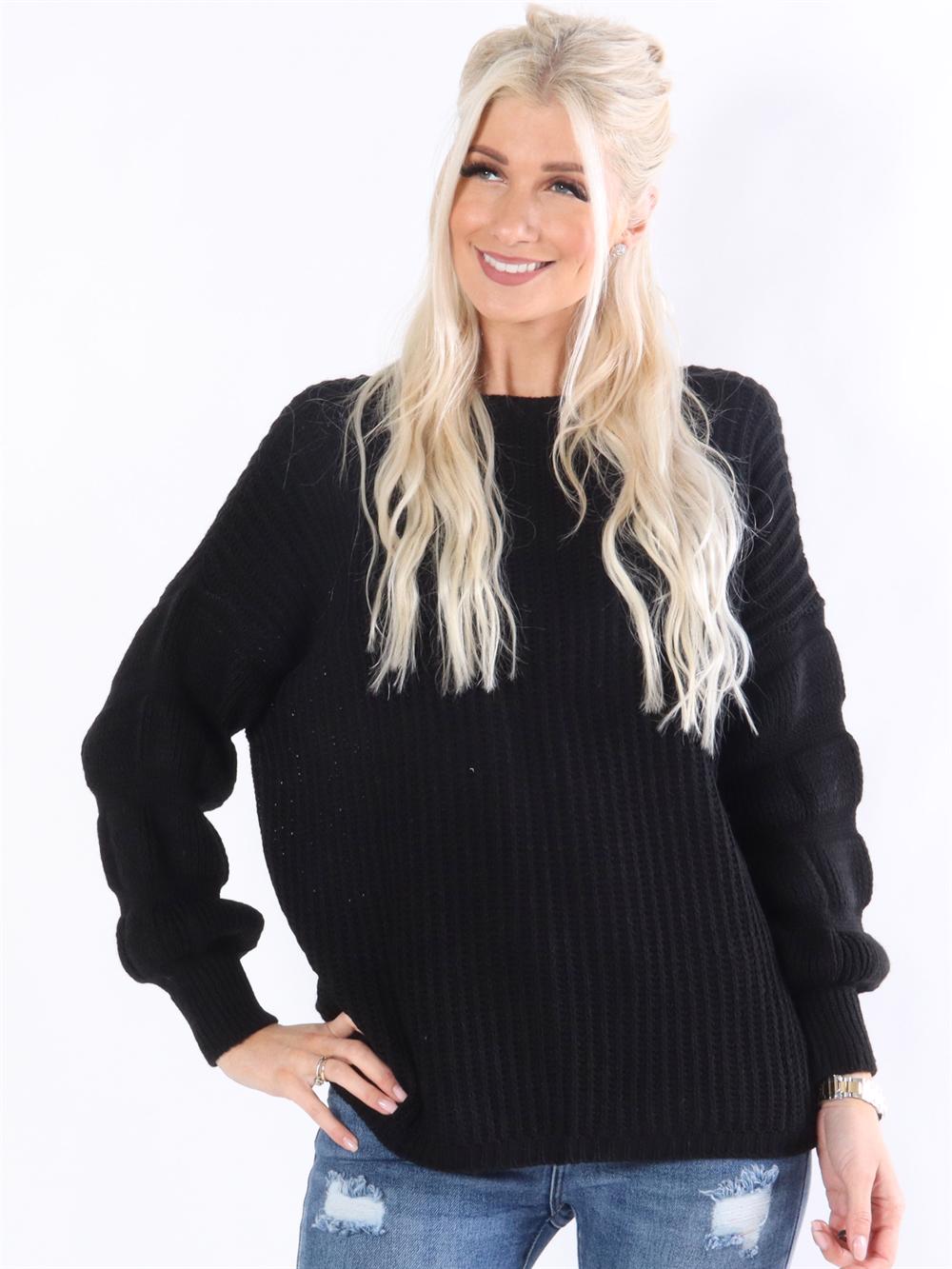 Marcia - Stickad blus med detaljerade ärmar