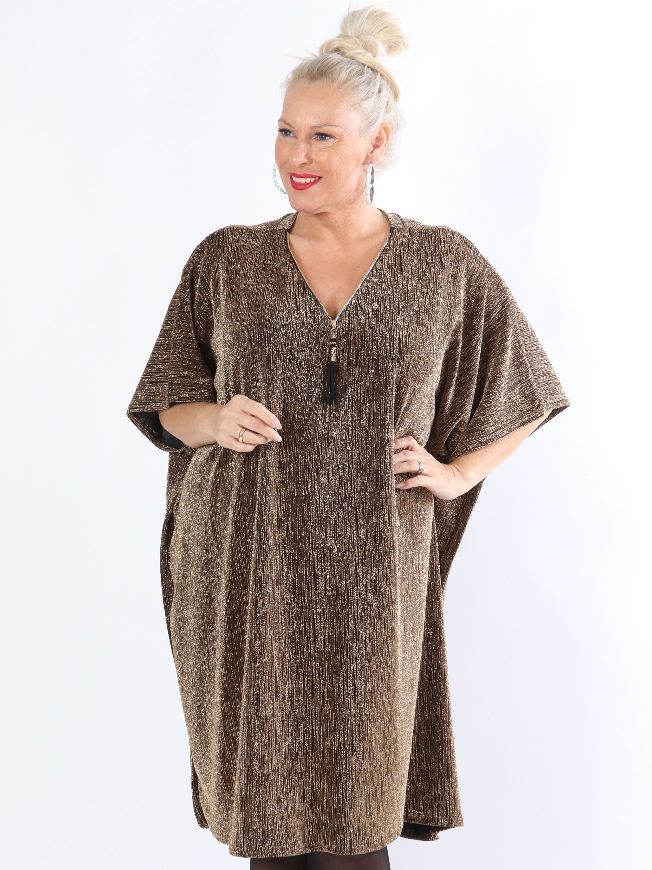 Mayte - Plus size mica klänning med dragkedja - Black