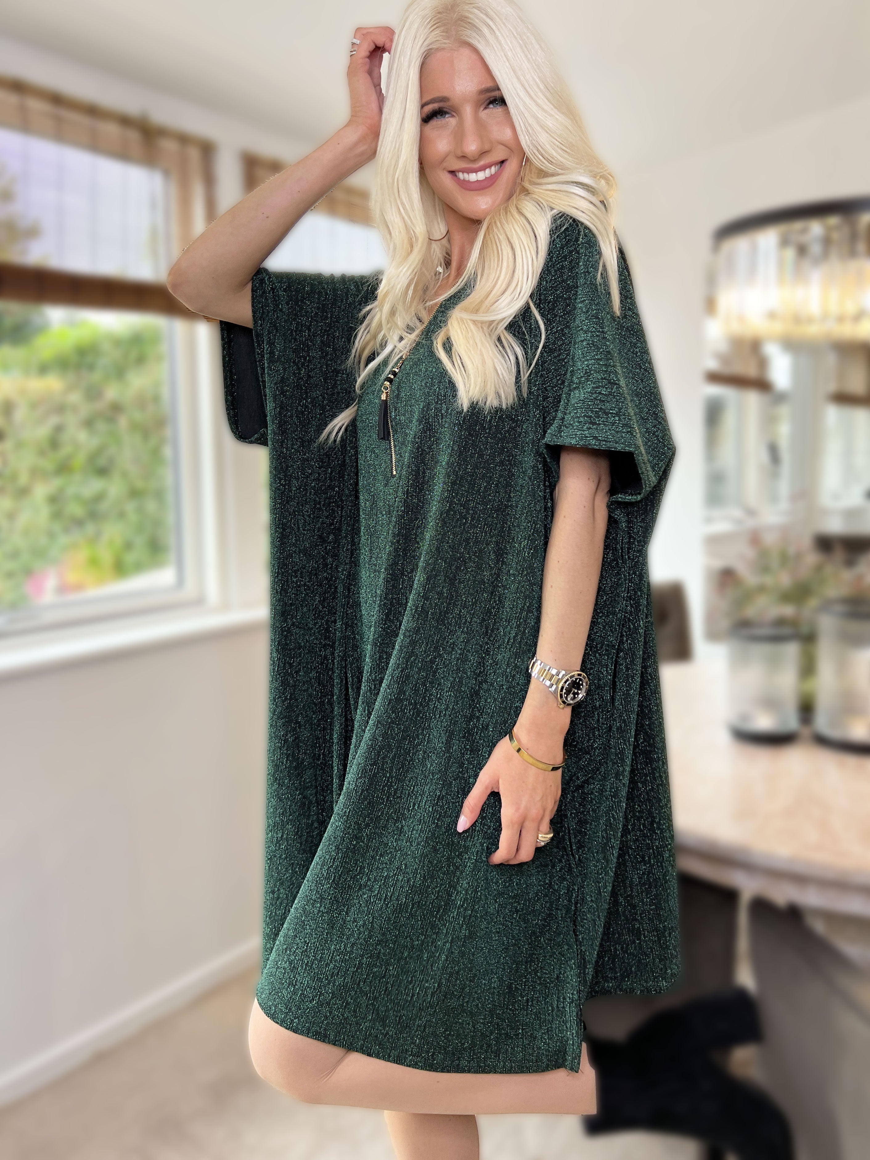 Mayte - Fin glitterklänning med blixtlås - Black